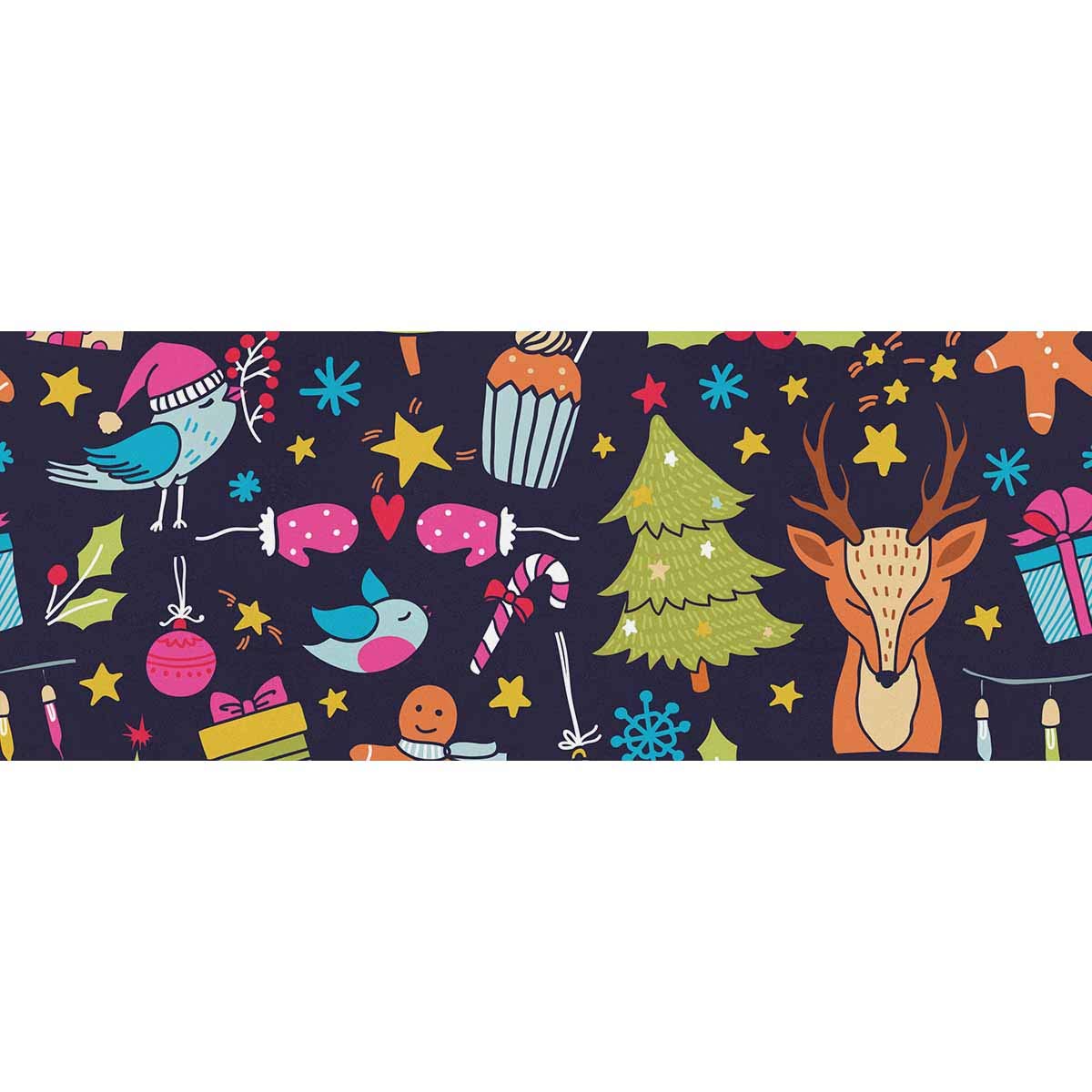 InterestPrint Cartoon Christmas Wrapping Paper with Birds & Tree - 58