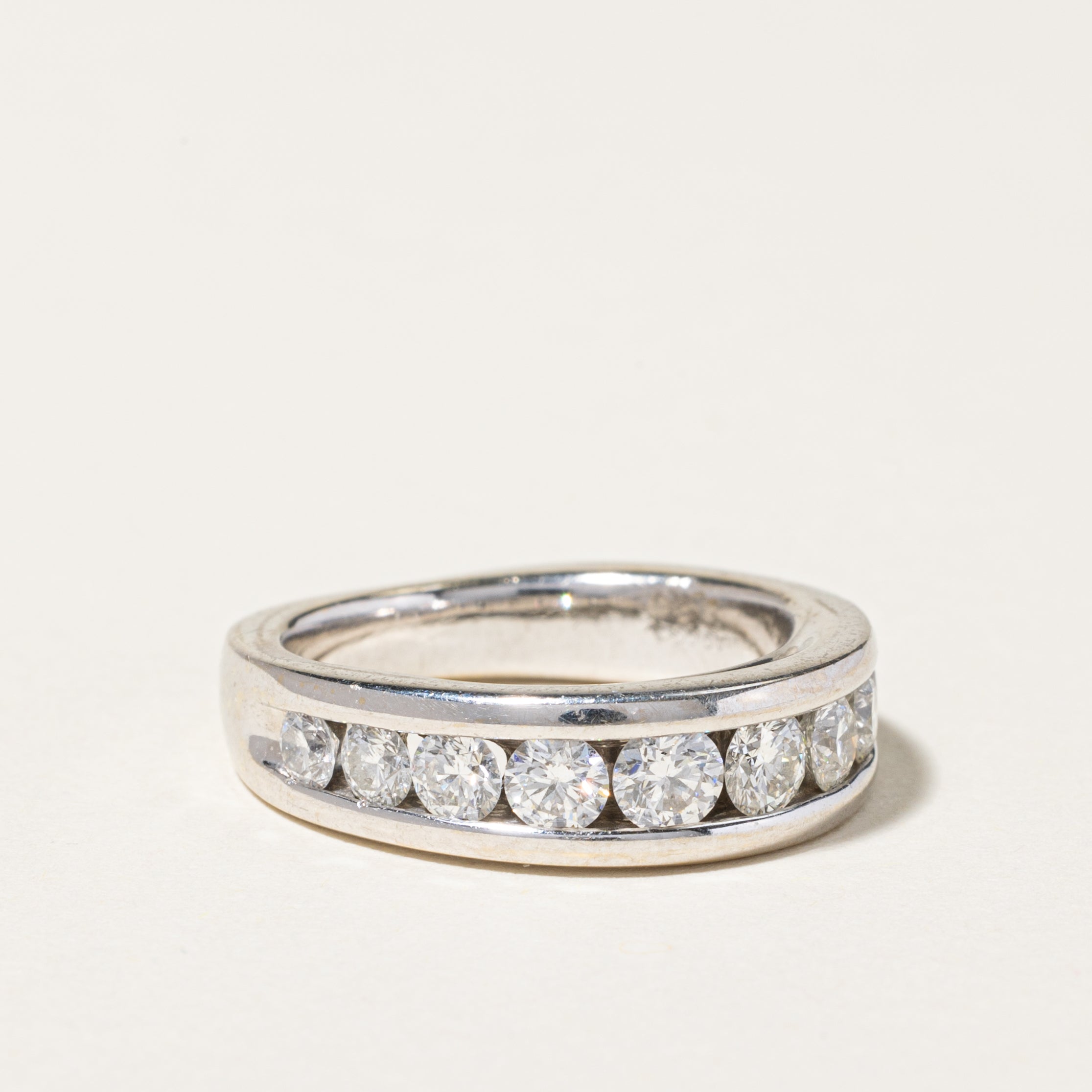 18K White Gold Channel Set Diamond Band Ring - 1.27 Carat Total Weight (CTW) - Size 6.75 - Perfect for Engagement, Wedding, Anniversary & Special Occasion Jewelry Gifts