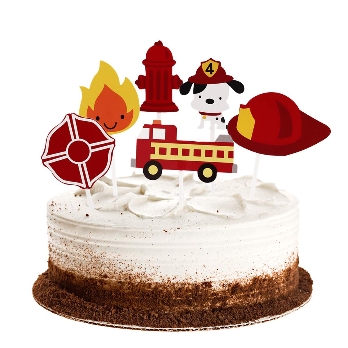 24-Pack Fireman Themed Cupcake Toppers - Fire Truck Design for Kids Birthday Party Decorations | Perfect for Birthday Cakes, Cupcakes, and DIY Party Supplies