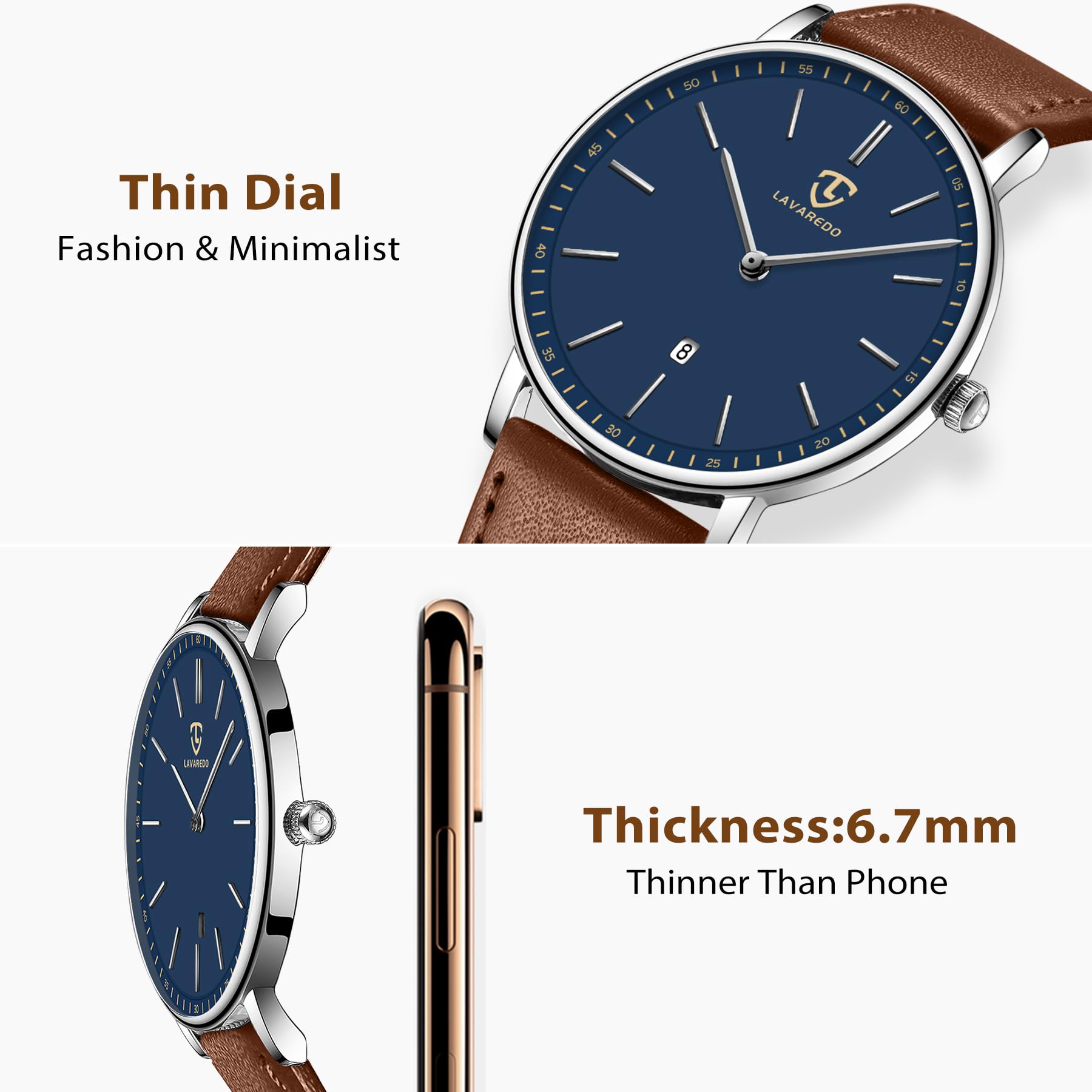 BEN NEVIS Men's Minimalist Analog Watch with Date Display & Genuine Leather Strap - Stylish Casual & Business Wristwatch for Office, Dating & Everyday Wear