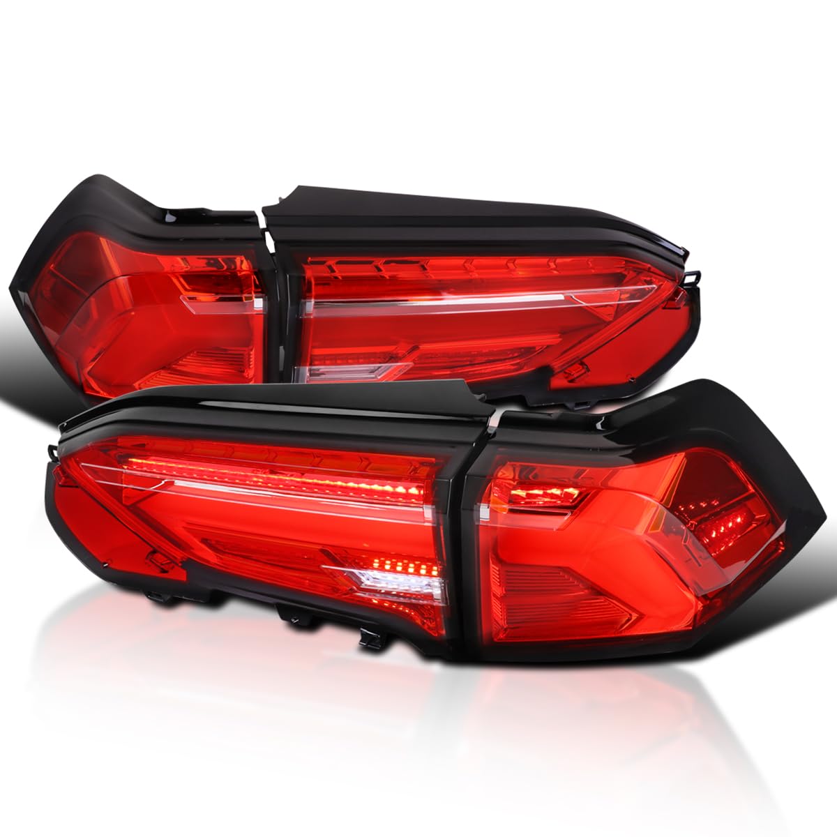 Spec-D Tuning Red LED Sequential Tail Lights for 2019-2023 Toyota RAV4 - Left & Right Pair Assembly - Enhanced Visibility & Style for Night Driving & Custom Car Upgrades