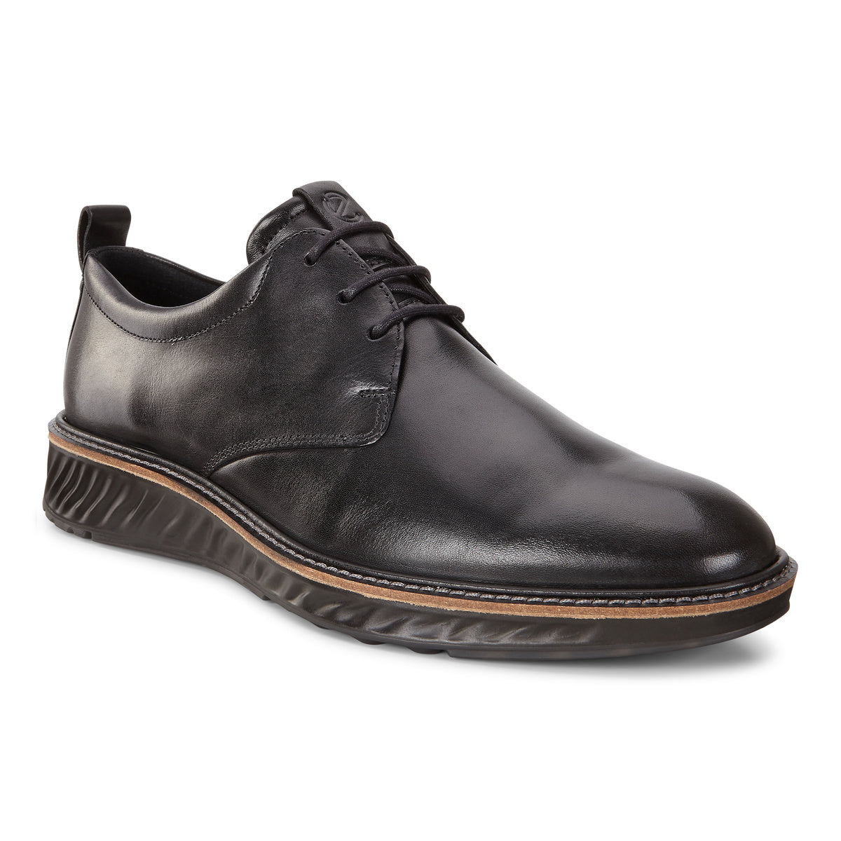ECCO Men's ST.1 Hybrid Black Santiago Leather Casual Sneakers - Comfortable Walking Shoes for Work, Travel & Everyday Wear
