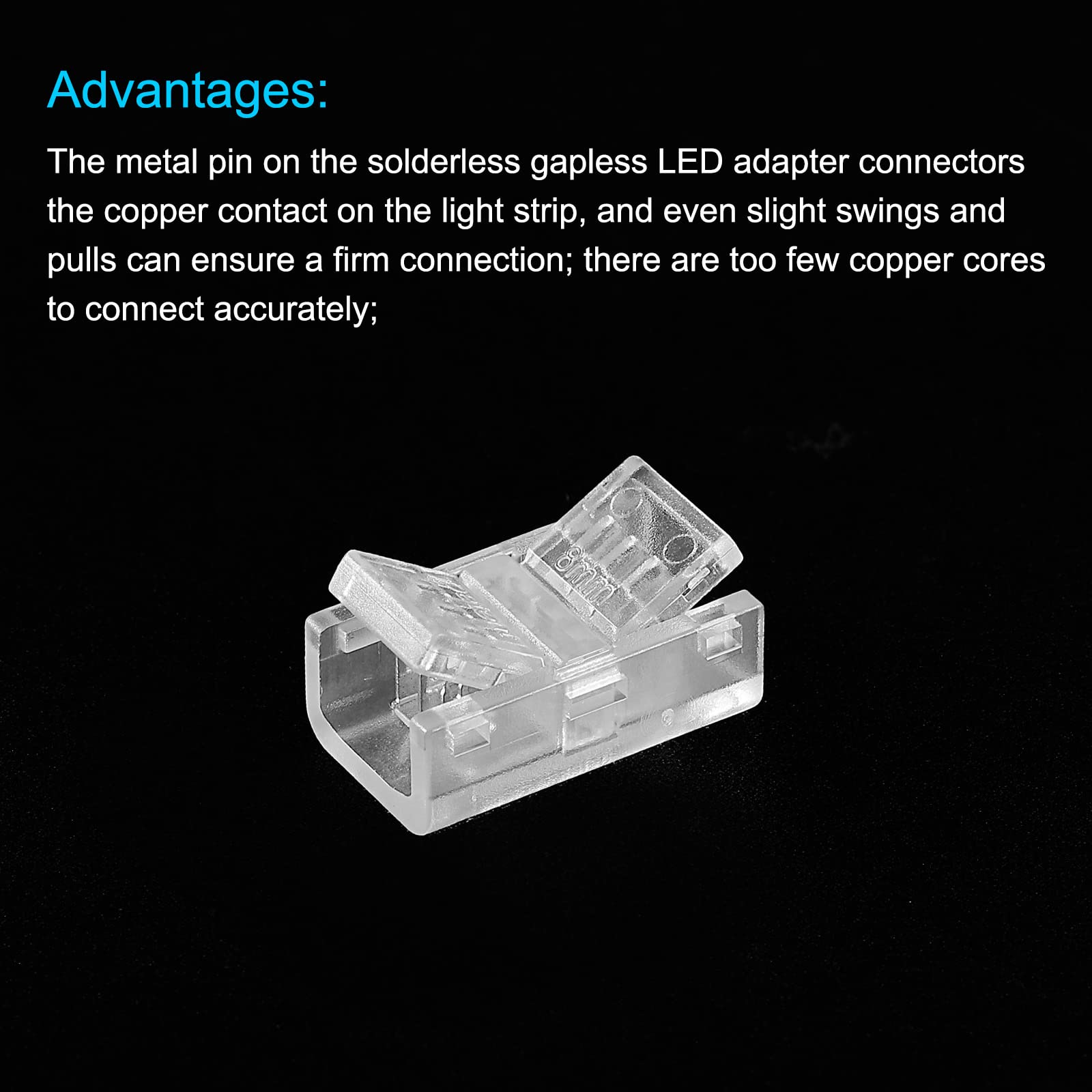 Meccanity RGB LED Light Strip Connectors - 15 Pack 4 Pin 8mm Unwired Gapless Adapters for Seamless LED Strip Lighting | Perfect for Home Theater, Bedroom, Kitchen & DIY Lighting Projects