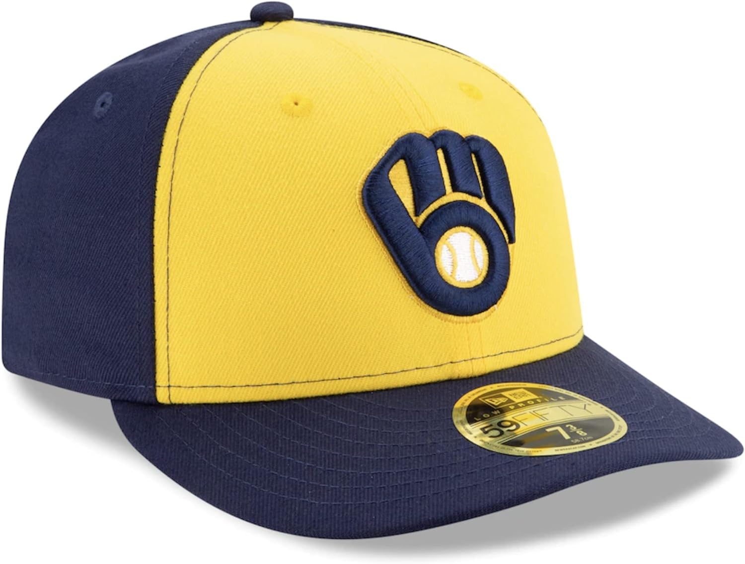 Milwaukee Brewers Alternate Yellow On-Field Low Profile Fitted Hat - Official MLB Baseball Cap for Fans & Players - Perfect for Games, Collecting & Everyday Wear