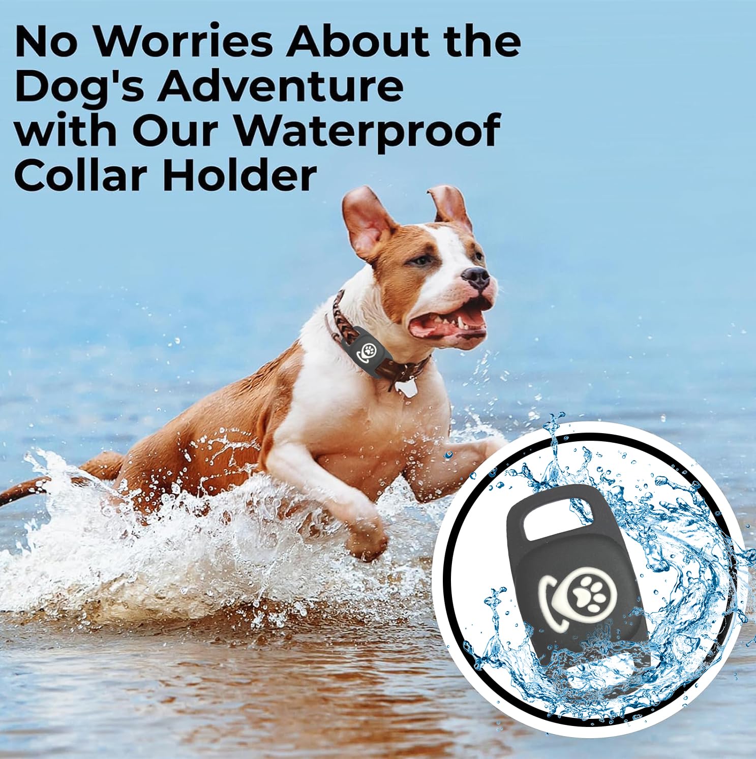Smart Pet GPS Tracker for Dogs - MFi Certified Dog Location Tracker with Holder, No Monthly Fee, Works with Find My App (iOS Only) - Perfect for Outdoor Adventures & Lost Pet Prevention (Dark Grey)