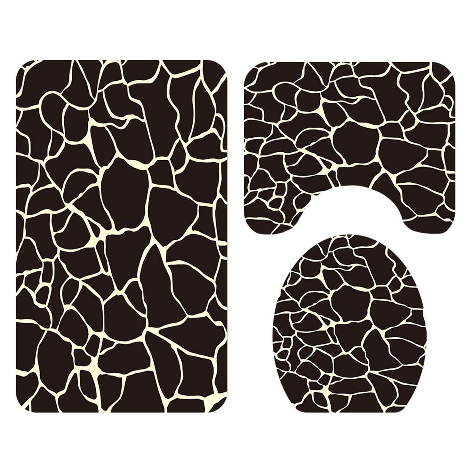 Premium Marble Shower Curtain Set with Non-Slip Bath Mat & Toilet Cover - Waterproof Geometric Bathroom Decor (Black/White, 3-Piece) - Perfect for Modern Bathrooms, Guest Suites & Spa-Style Retreats
