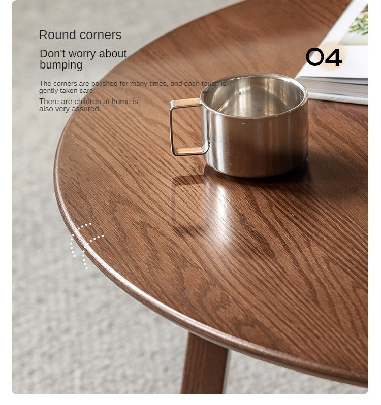Solid Oak Wood Round Modern Coffee Table - Stylish Centerpiece for Living Room, Lounge & Office Decor