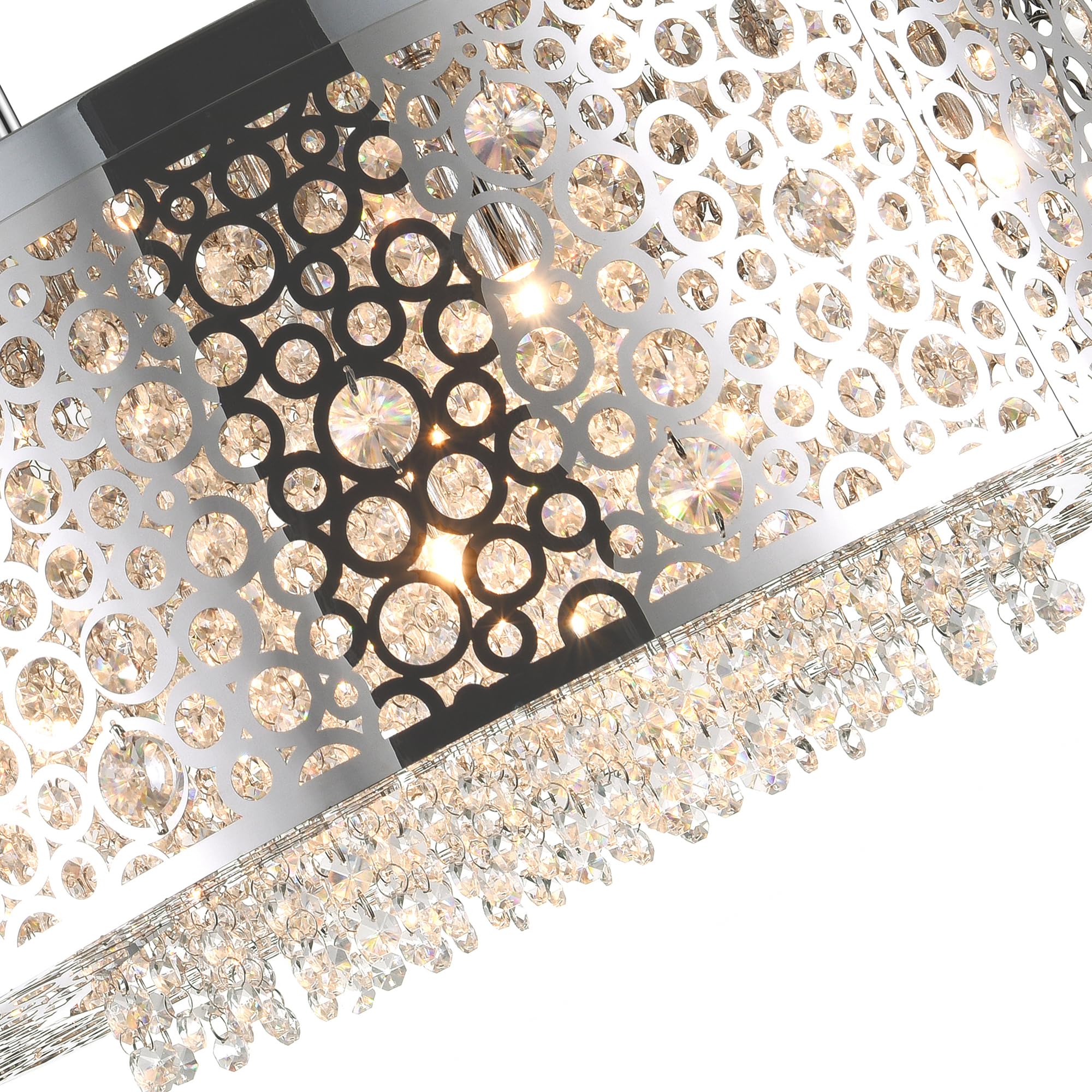 CWI Lighting 11-Light Drum Shade Metal Chandelier in Chrome - Modern Bubble Design for Dining Room, Living Room & Bedroom Ceiling Lighting