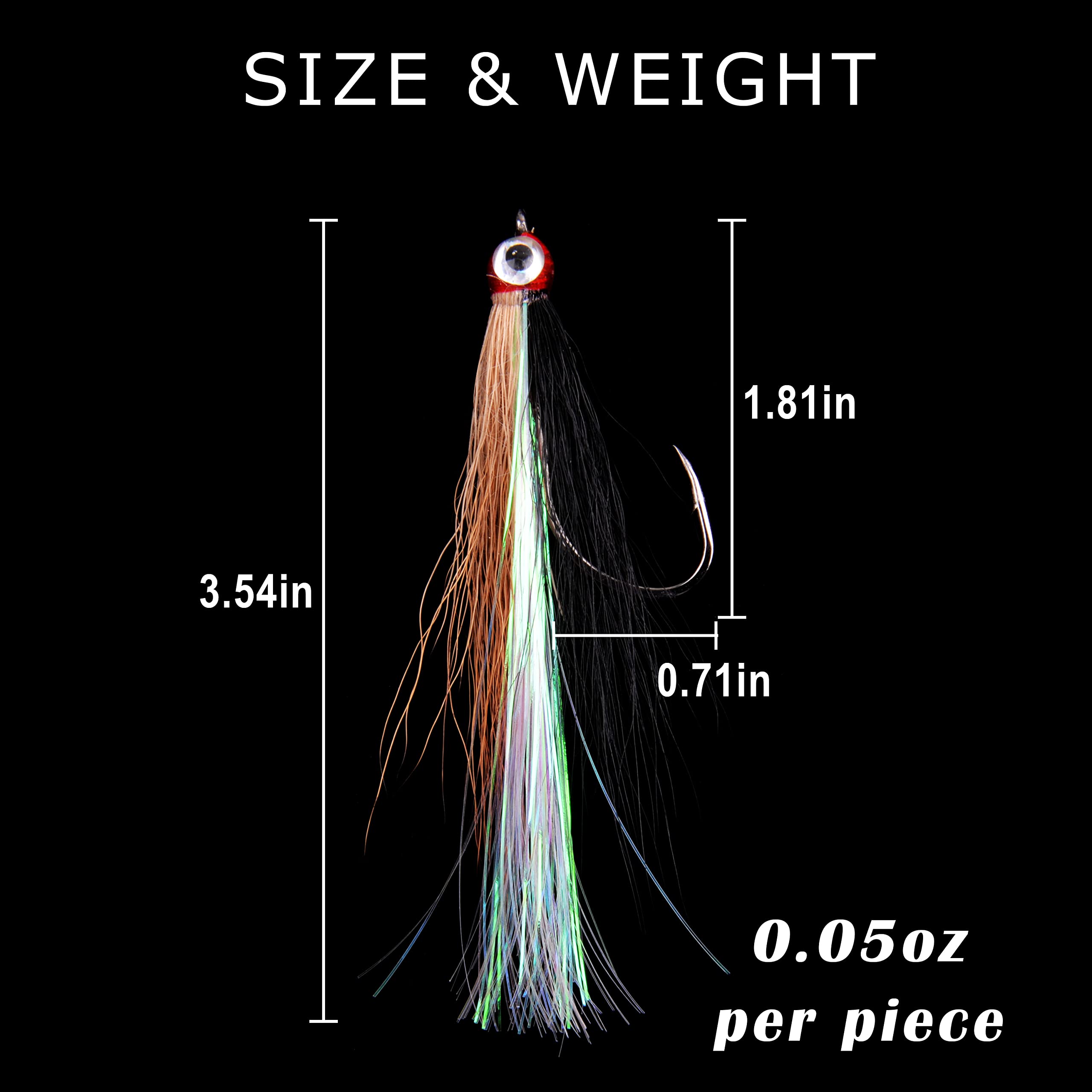 Bucktail Teasers Fishing Hook Fly Streamer - Classic Clouser Minnow Lures for Trout, Bass, Saltwater & Freshwater - 10-Pack Fly Fishing Flies for Streams, Lakes & Rivers
