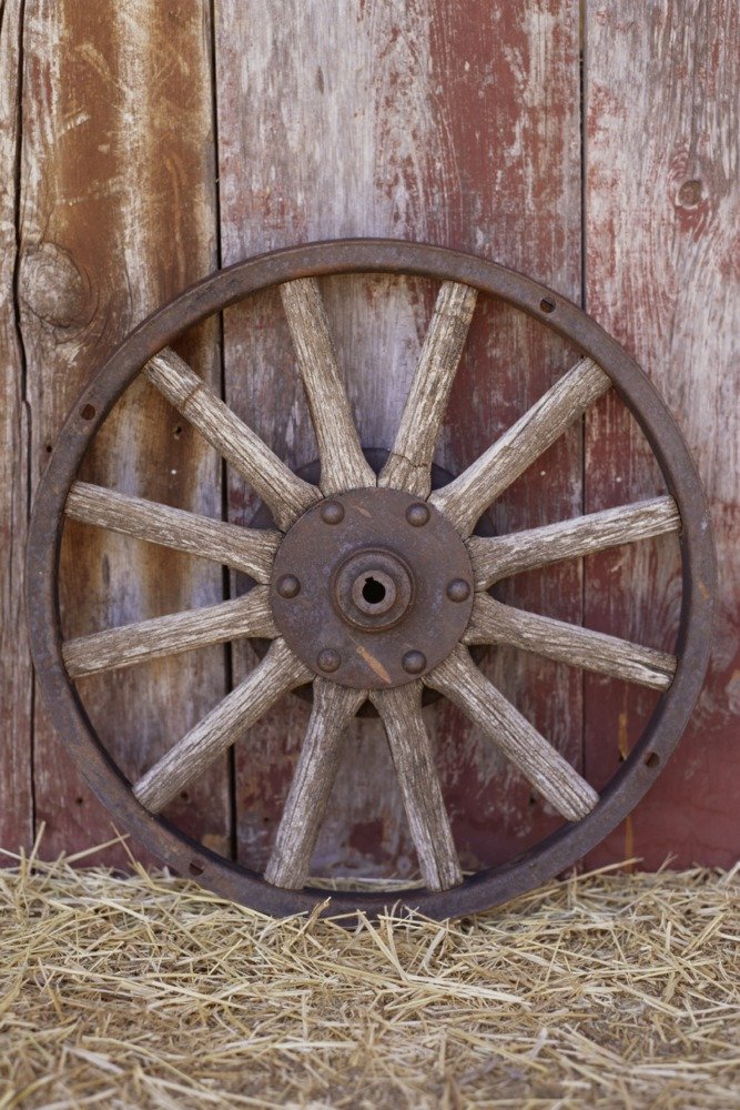 Wagon Wheel Metal Wall Art - 24x36 Inches Gallery Quality Aluminum Decor for Home, Office & Western Themed Spaces