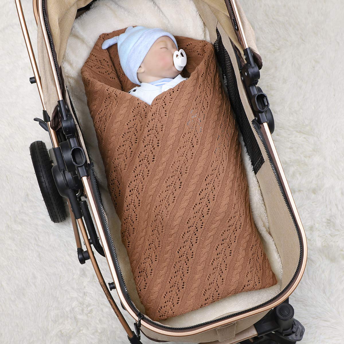 LAWKUL Soft Cotton Knit Baby Blanket 40x30 Inches - Gender Neutral Crib Blanket for Boys & Girls, Cozy Toddler Security Blanket for Nursery, Swaddle, Stroller & Travel - Perfect for Gifts & Newborn Essentials
