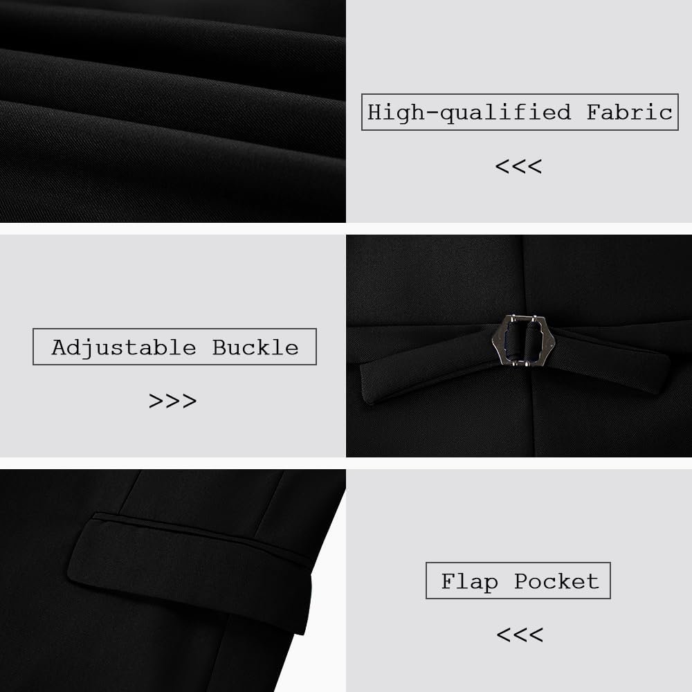 3 Piece Slim Fit Men's Suits for Wedding & Prom | Notch Lapel Tuxedo Jacket, Pants & Vest Set | Formal Groomsmen Attire for Special Occasions