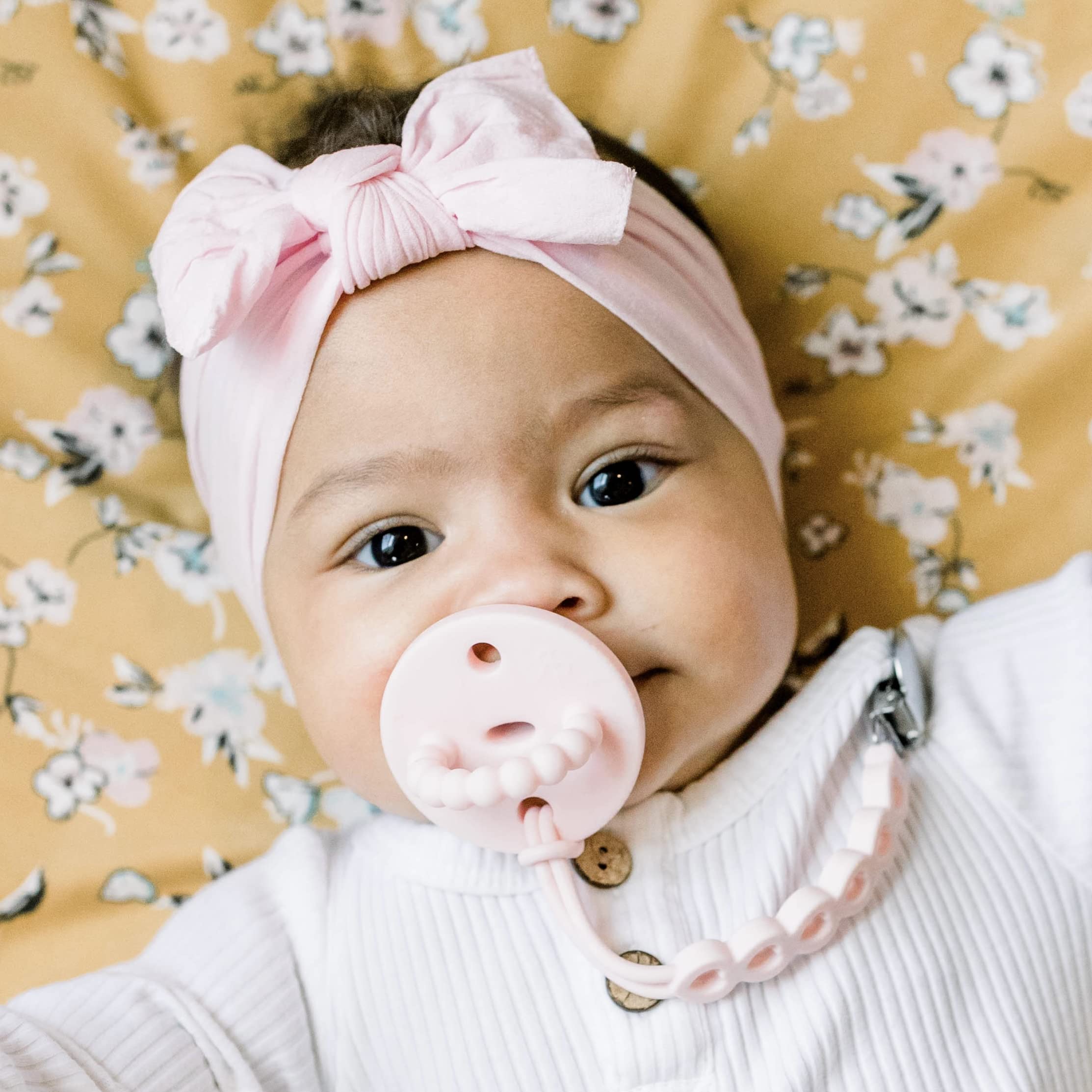 Ryan & Rose Cutie PAT Pacifier Teether - Slant Design, Pink Baby Pacifier & Teething Toy for Newborns & Infants - Perfect for Soothing, Sleep & Teething Relief
