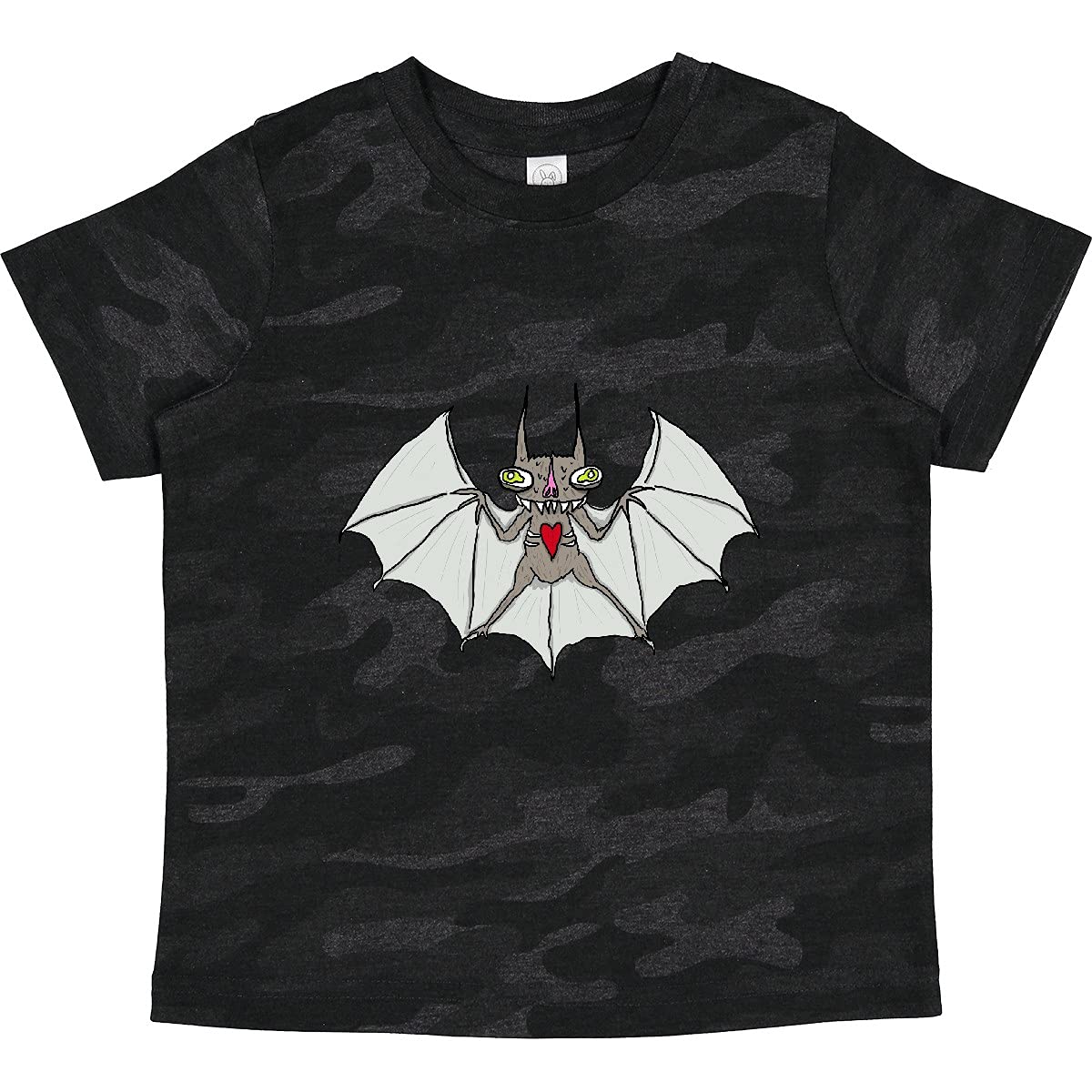 Inktastic Crazy Bat Toddler T-Shirt - Gus Fink Studios | Fun Halloween Costume for Kids | Cute Bat Design Cotton Tee for Toddler Boys & Girls | Perfect for Halloween Parties & Trick or Treating