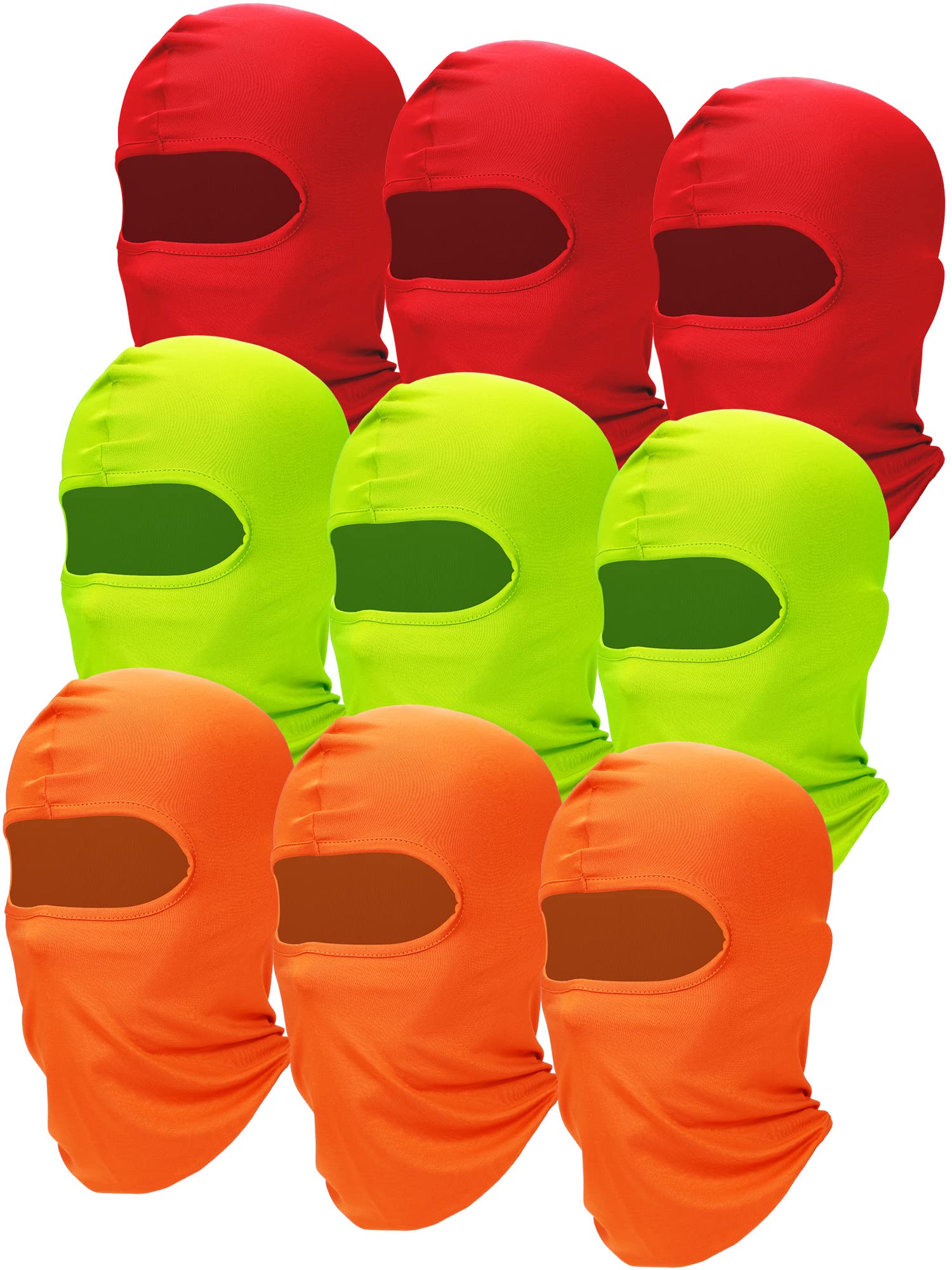 SATINIOR 9-Piece Ski Mask Set for Men - Full Face Cover UV Sun Protection, Cooling Balaclava, Neck Gaiter, Scarf & Bandana (Red, Orange, Green) - Perfect for Skiing, Snowboarding, Motorcycling & Outdoor Sports