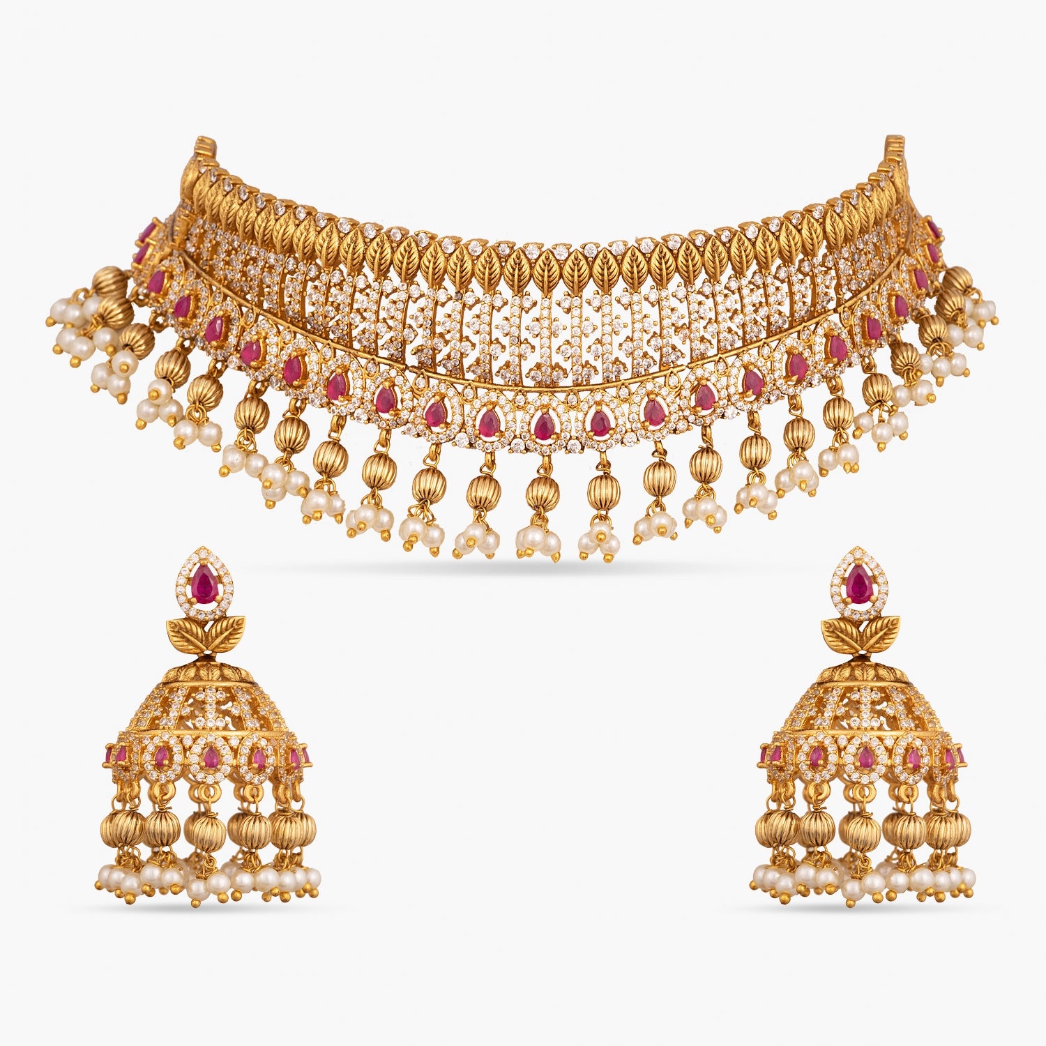 Anjla Vintage CZ Choker Necklace Set - Elegant Cubic Zirconia Jewelry for Women, Perfect for Weddings, Parties & Special Occasions