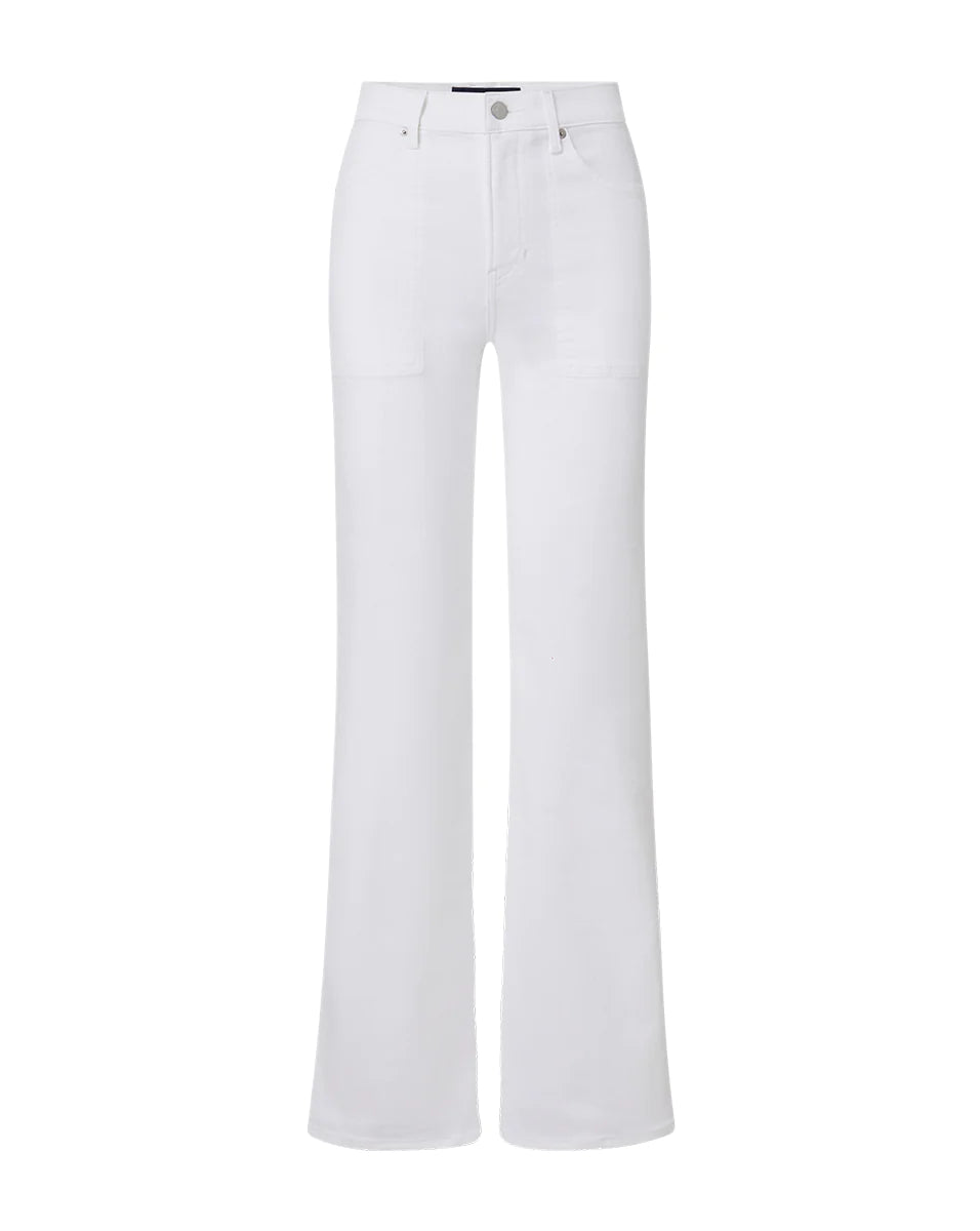 Crosbie Wide Leg Pants for Women - High Waisted Flowy Trousers in White | Comfortable & Stylish for Office, Casual Wear & Travel