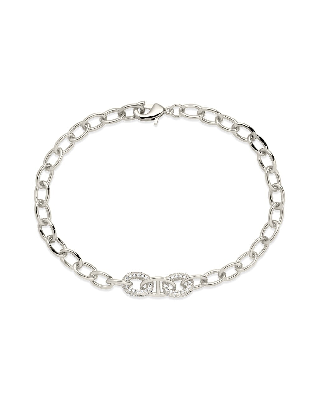 Reina CZ Chain Link Matching Set - Sterling Silver Cubic Zirconia Necklace & Bracelet Set for Women | Perfect for Parties, Weddings & Everyday Elegance