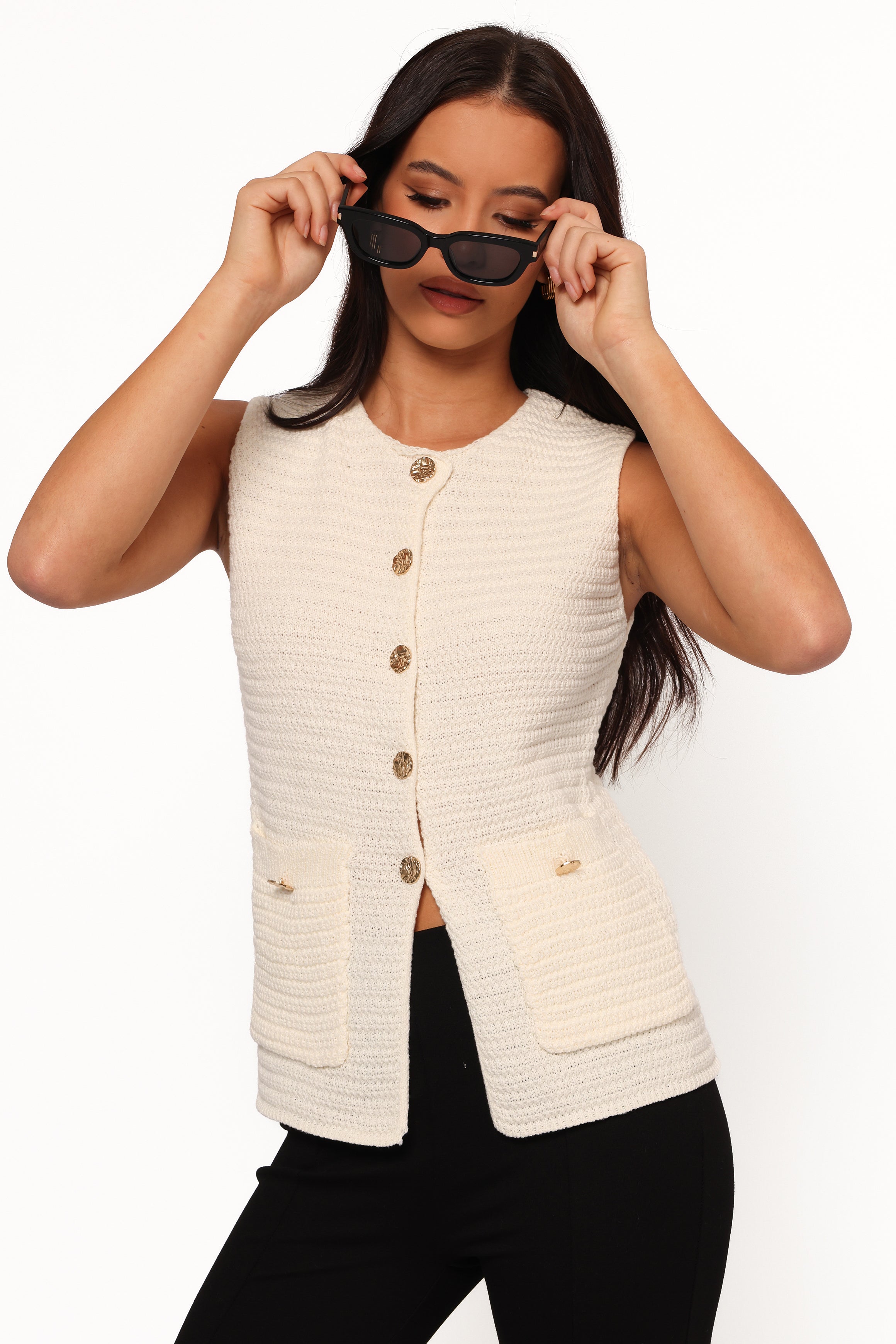 Blair Women's Knit Vest - Soft & Stylish White Cardigan for Layering | Perfect for Office, Casual Outfits & Fall Fashion