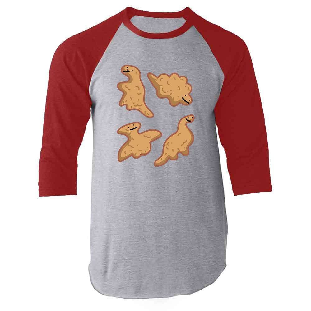 Funny Kawaii Dino Nuggets Graphic T-Shirt for Men - Cute Dinosaur Chicken Nugget Print Tee - Perfect for Casual Wear, Gamer Outfits & Anime Conventions