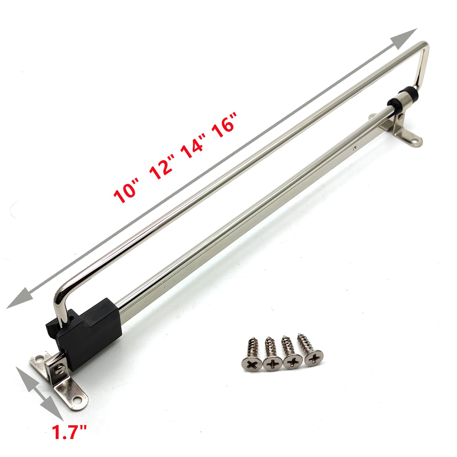 Retractable Closet Pull Out Rod - Heavy Duty Cold Rolled Steel Hanging Clothes Rod with Mounting Screws (Black/Silver, 14