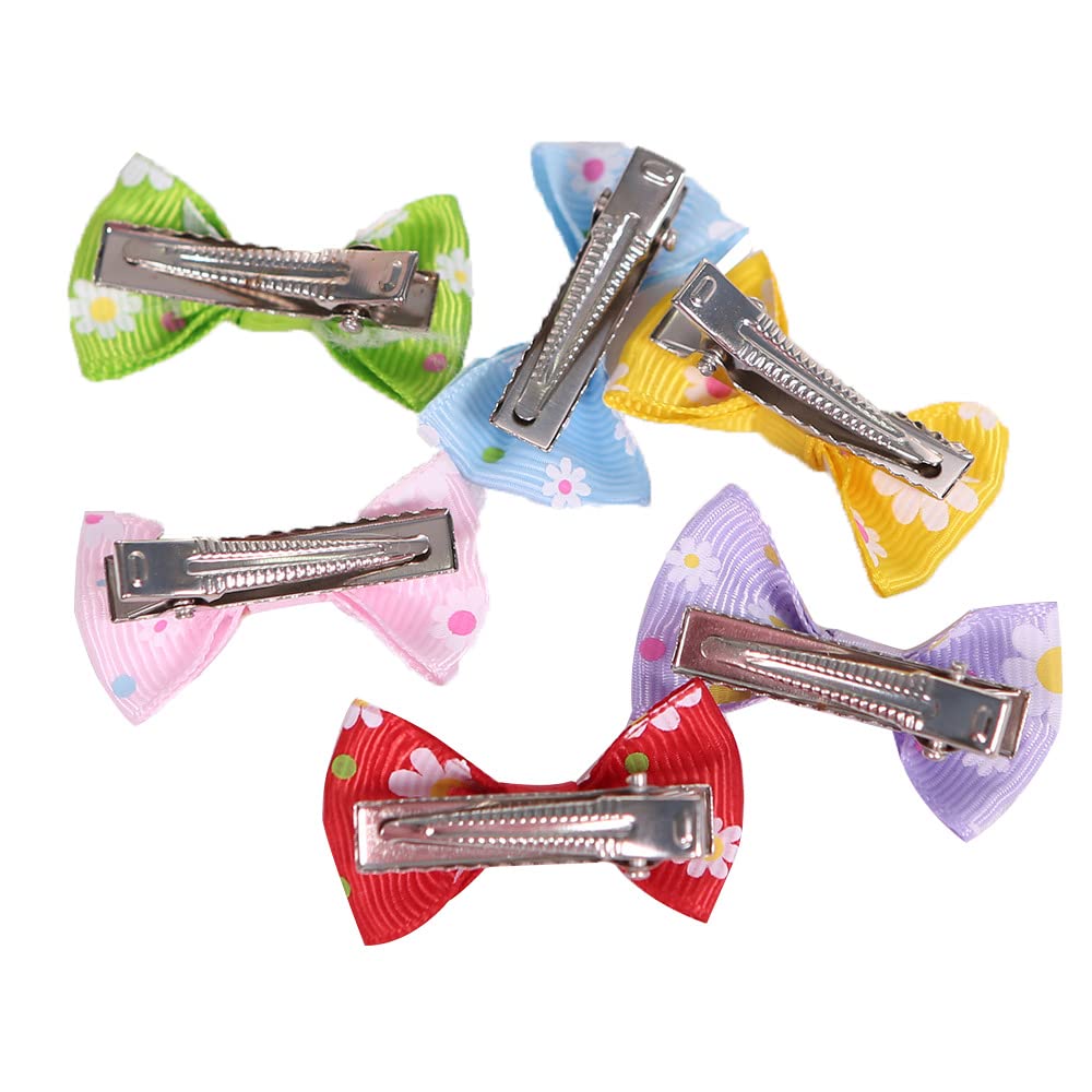 8 6 Pcs Dog Cat Puppy Hair Clips - Alligator Clips with Bow Tie & Flower Bowknot for Pet Grooming - Stylish Durable Hair Accessories for Puppies - Perfect for Pet Parties, Photo Shoots & Daily Styling
