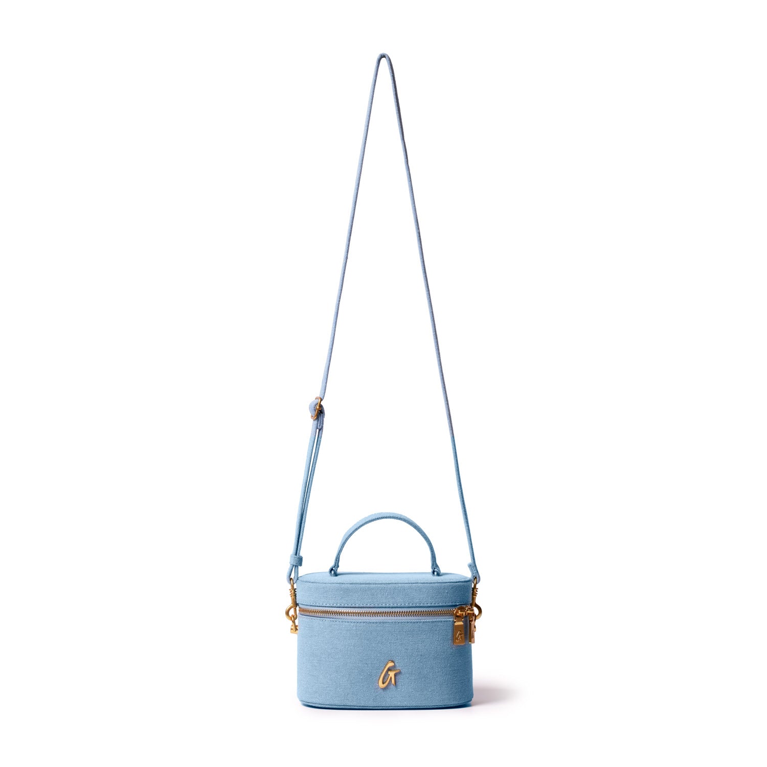 JUMBO DENIM GOLD VANITY BAG - Large Fashionable Women's Handbag for Parties, Travel & Everyday Use