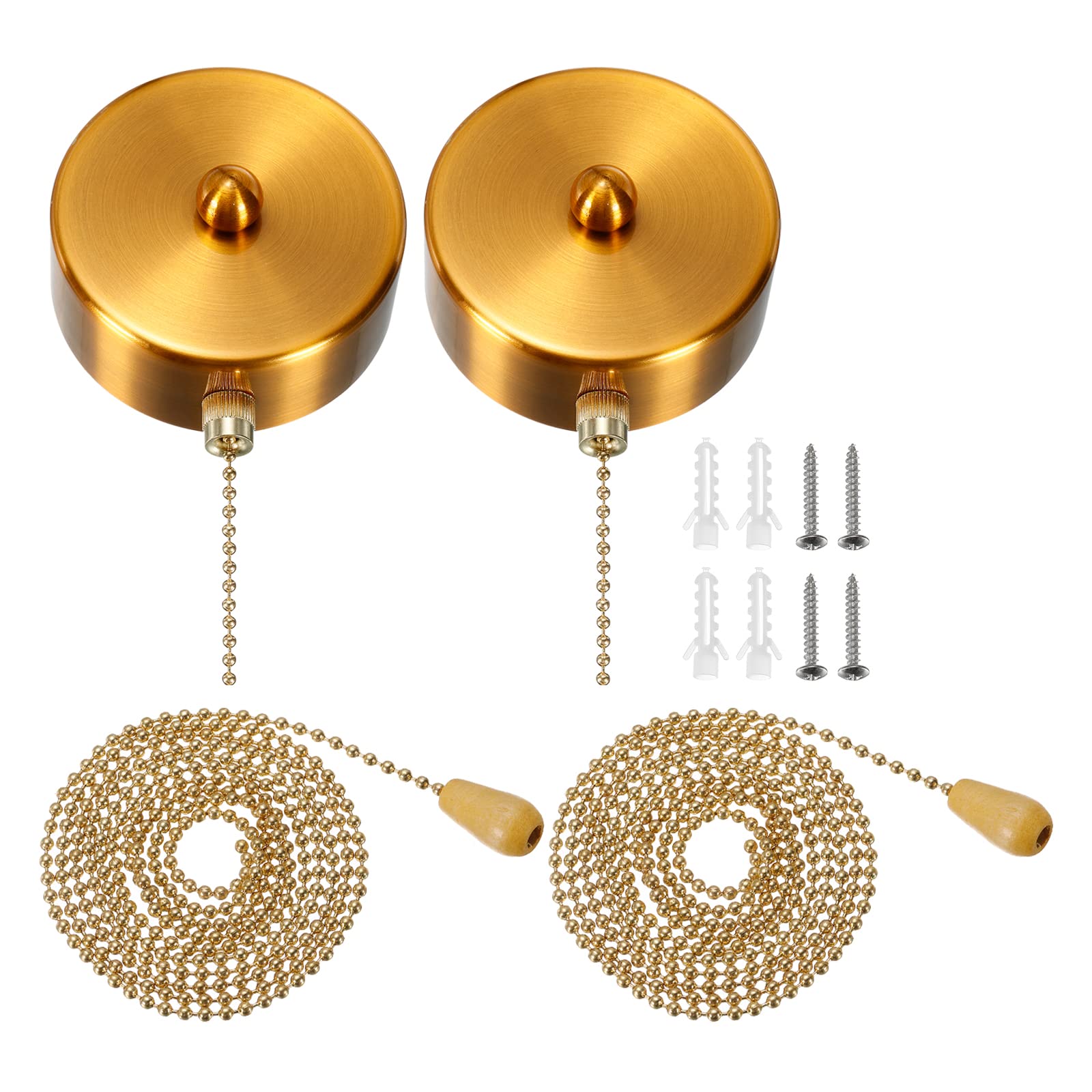 PATIKIL 2-Pack AC 125/250V Pull Chain Switch - On/Off Ceiling Fan Switch for Wall & Ceiling Lamps in Gold Bronze - Perfect for Bedroom, Living Room & Office Lighting Control