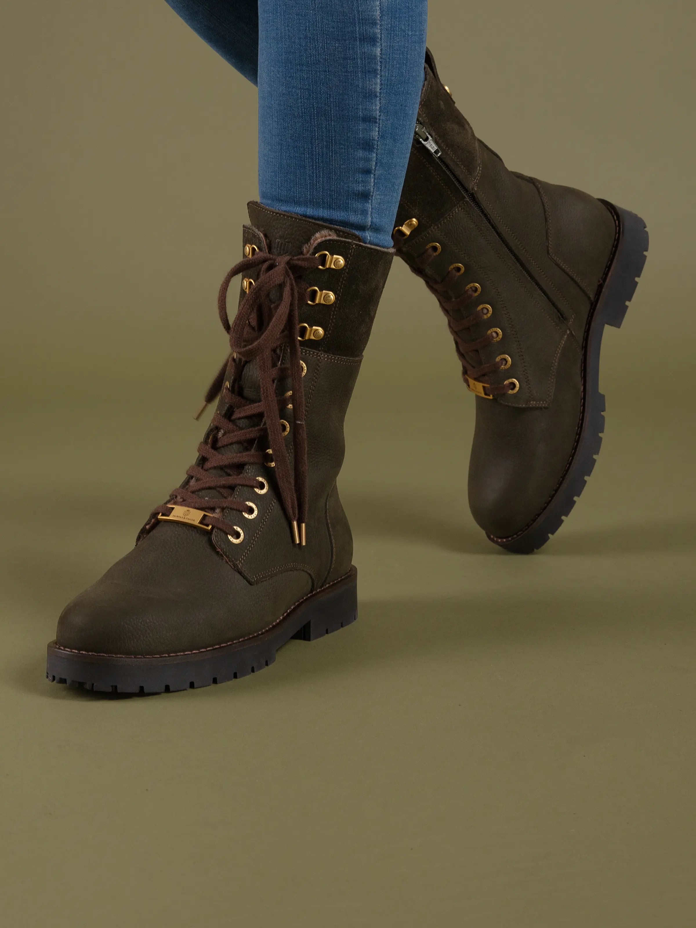Shearling Lined Anglesey Boots - Moss Green Nubuck Leather Winter Boots for Women | Warm & Stylish for Cold Weather, Outdoor Activities, and Casual Wear