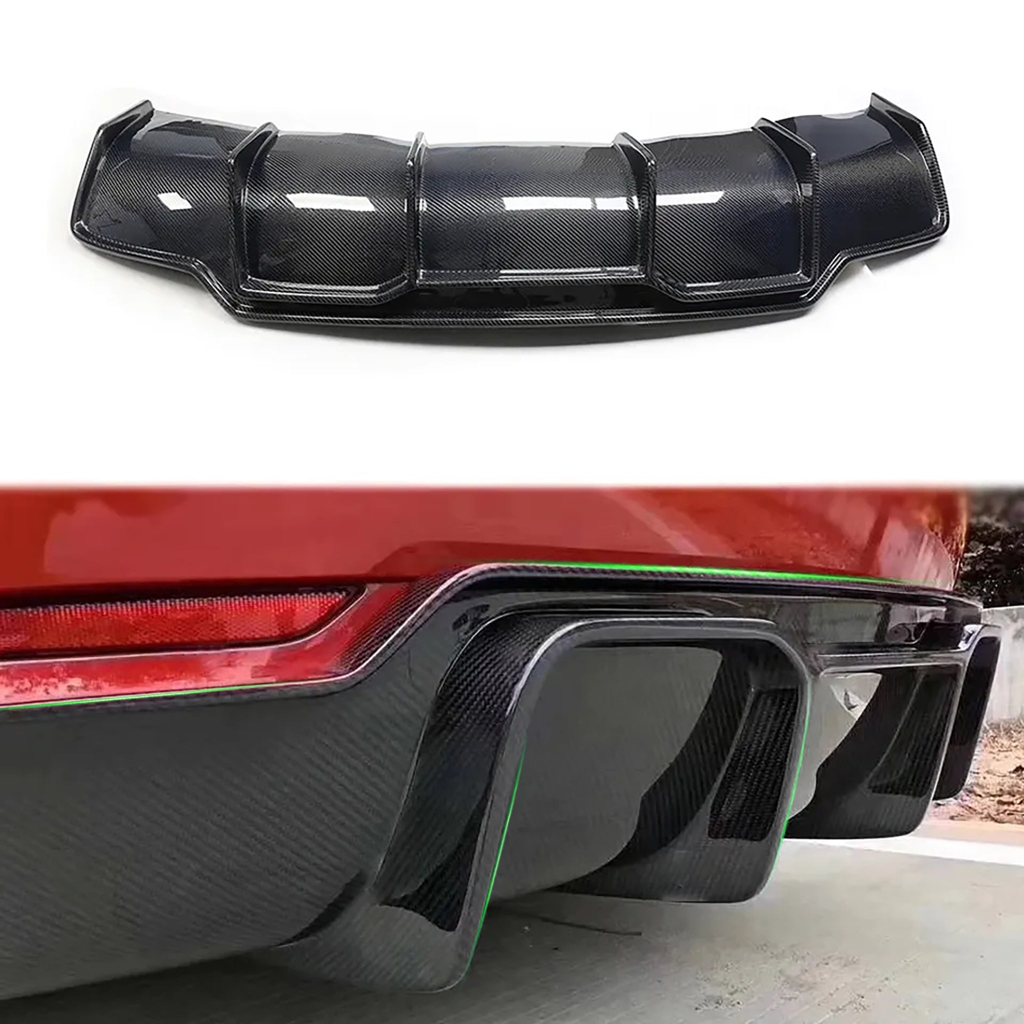 Premium Real Carbon Fiber V-Style Rear Diffuser for Tesla Model 3 (2017-2023) - Enhance Aerodynamics & Sporty Look for Street Racing & Car Shows