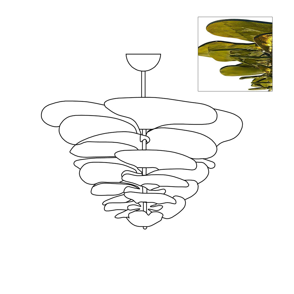 Elegant Lilypad Glass Chandelier - Modern Crystal Ceiling Light Fixture for Dining Room, Living Room & Bedroom Decor | Perfect for Home Lighting and Interior Design