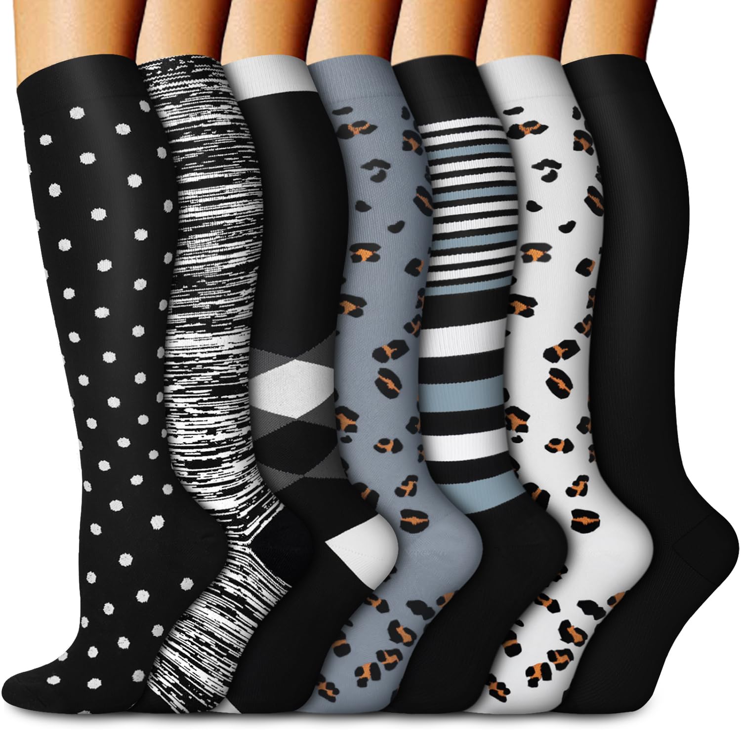 Aoliks Medical Compression Socks for Women & Men - Knee High Support Socks for Running, Nurses, Travel - Improve Circulation & Reduce Swelling - Perfect for Workouts, Long Flights & Standing All Day
