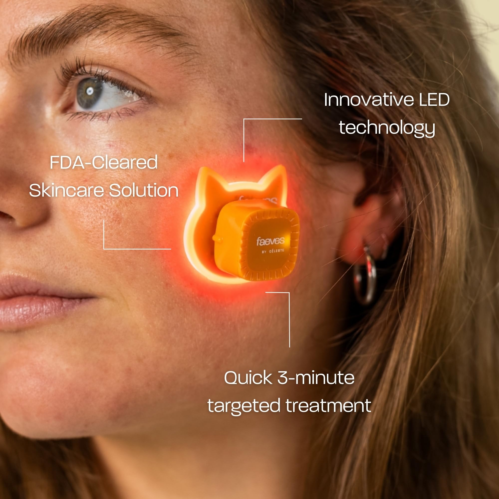 By Céleste Clarifying LED Acne Patch - Red & Blue Light Therapy for Pimples & Blemishes, Cute Cat Shape - Perfect for Overnight Spot Treatment & Travel Skincare