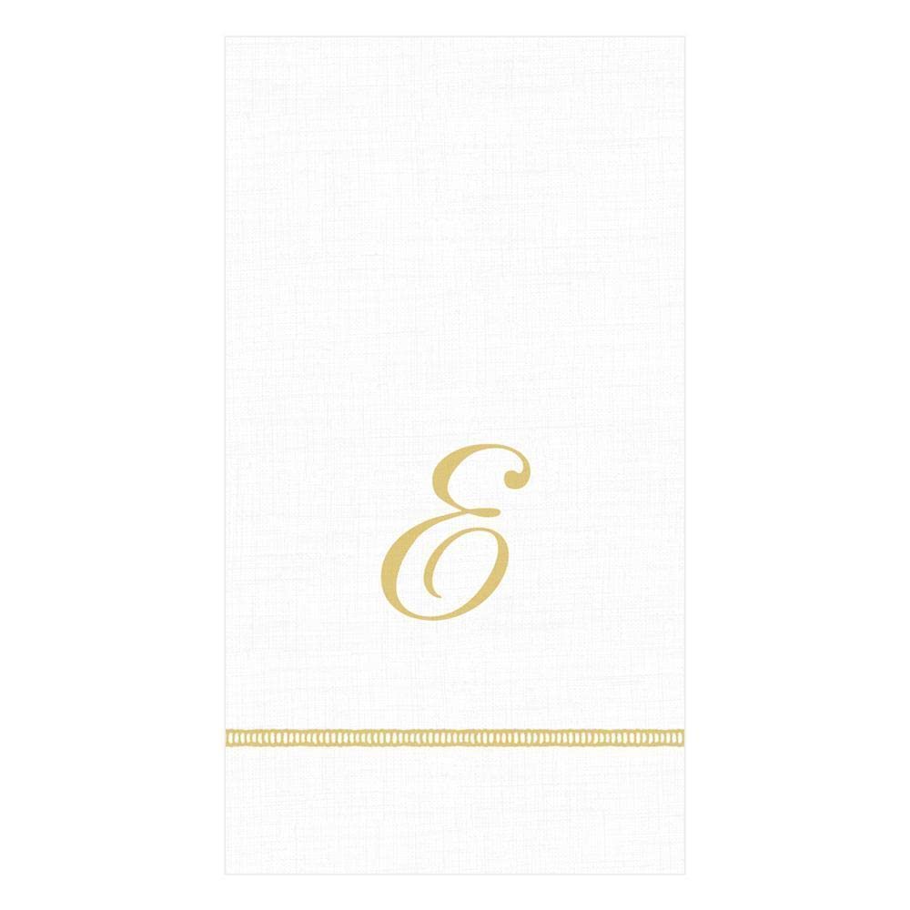 Caspari Hemstitch Script Letter E Paper Guest Towels - 60 Count, Elegant Disposable Napkins for Weddings, Parties & Special Events