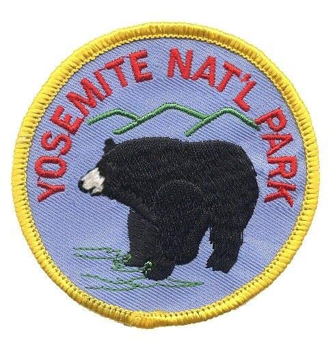 Vintage Yosemite National Park Iron On Patch - Black Bear Design for Hiking Backpacks, Jackets & Outdoor Gear