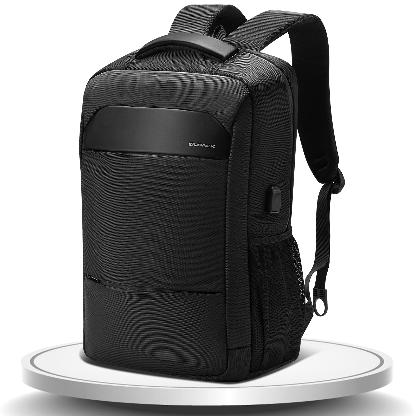Kopack 17 Inch Waterproof Laptop Backpack for Men - Business & Travel USB Charging College Backpack (Black) - Perfect for Work Commute, School & Airplane Carry-On