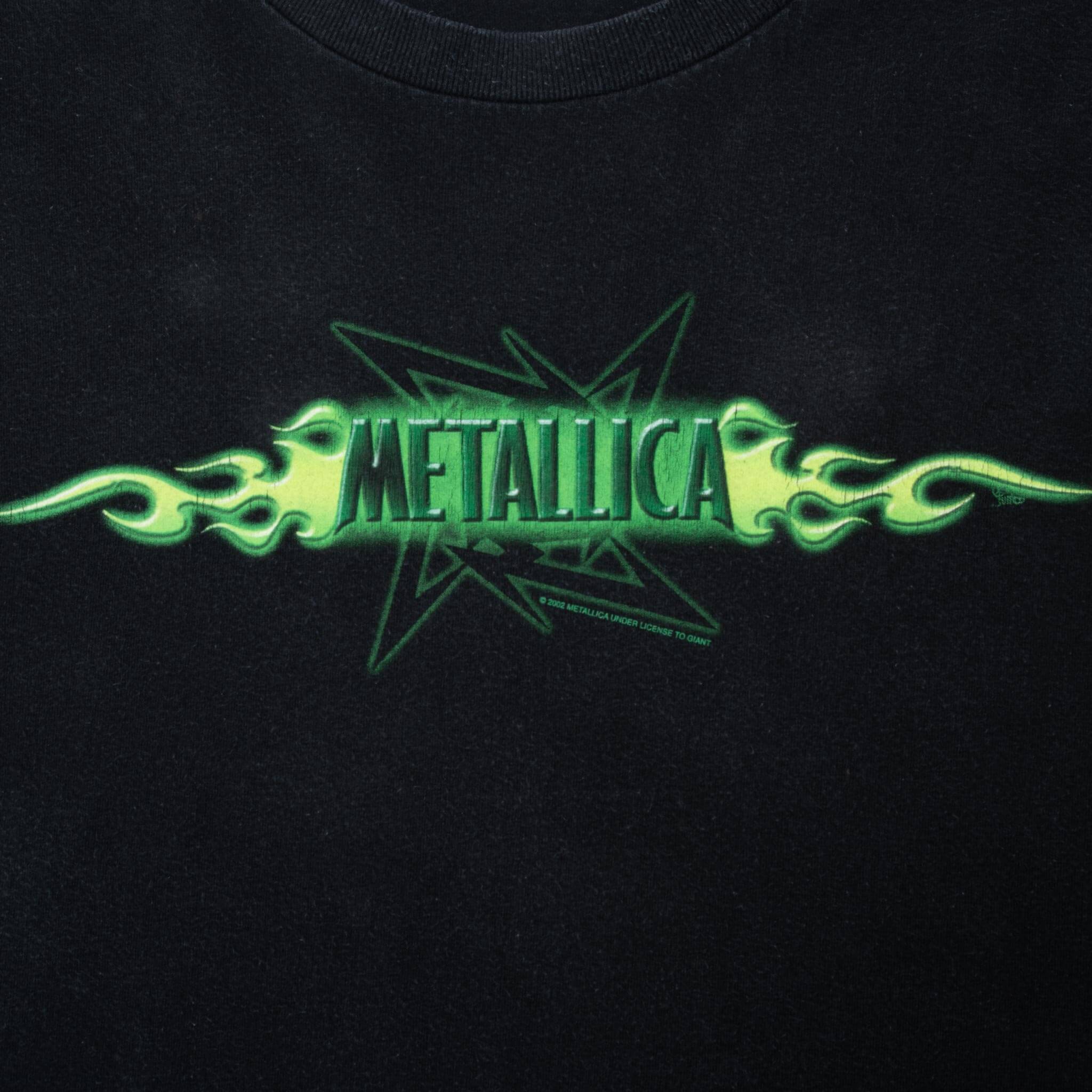 Vintage Metallica Green Logo 2002 Black T-Shirt 3XL - Heavy Cotton Band Tee for Concerts, Gifts & Rock Music Fans