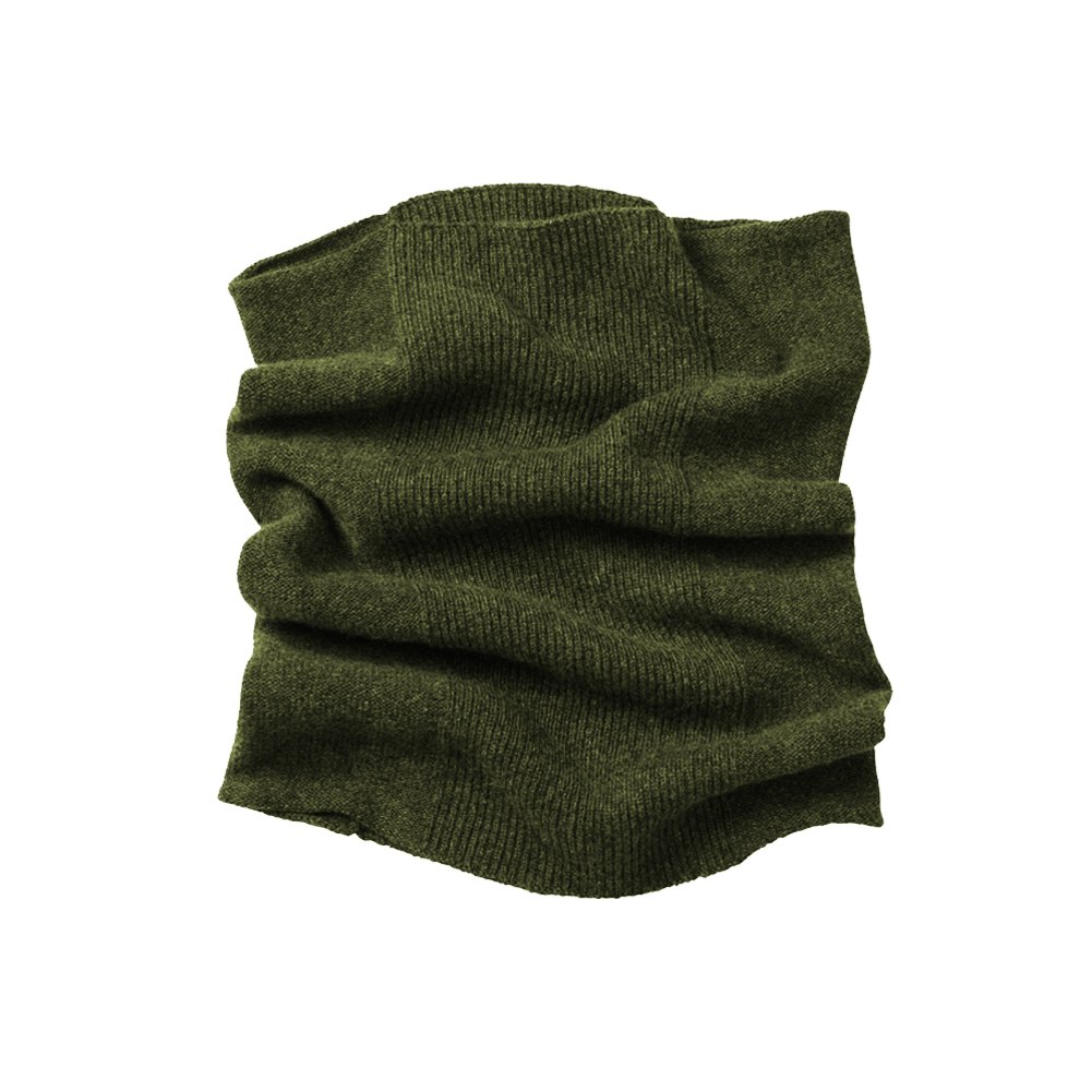Parisbonbon Men's 100% Cashmere Ribbed Neck Warmer Scarf - Olive Green, One Size Fits All - Winter Warmth for Outdoor Activities & Cold Weather Fashion