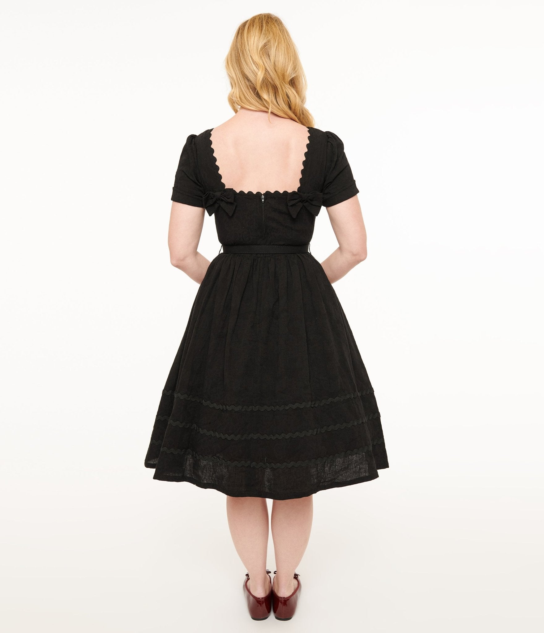 Vintage 1950s Black Holiday Floral Pin Cotton Swing Dress - Retro Cocktail Party Dress for Christmas, New Year & Special Occasions