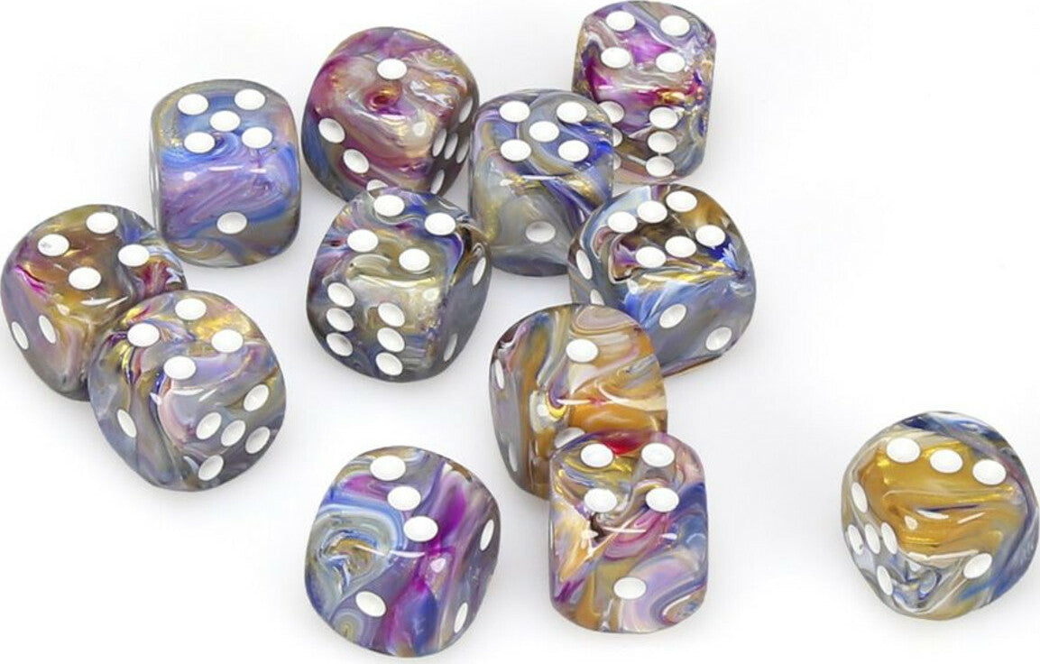 Festive Carousel 16mm White D6 Dice - Perfect for Tabletop RPGs, Board Games, and Collectors