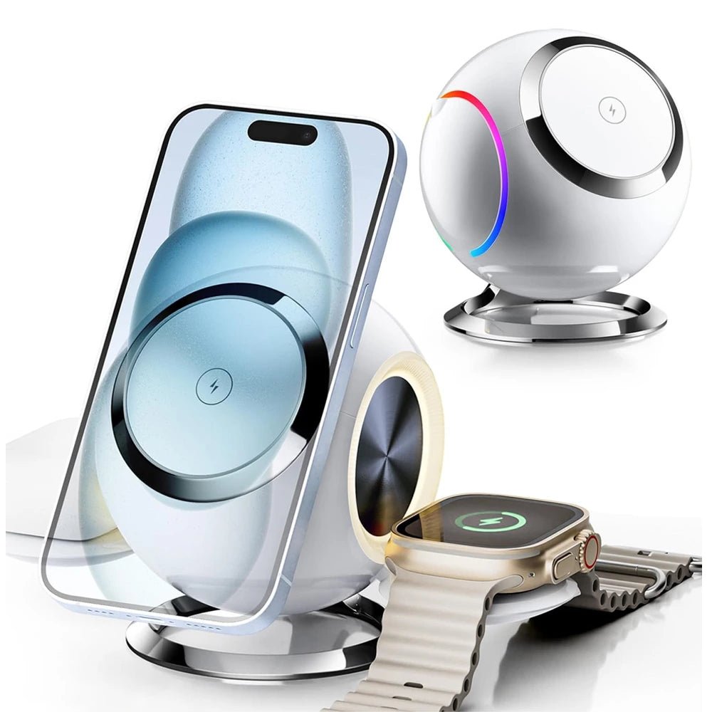 OrbitSync 3-in-1 Magnetic Wireless Charging Station for iPhone, AirPods & Apple Watch - Fast Charging Stand for Home, Office & Nightstand