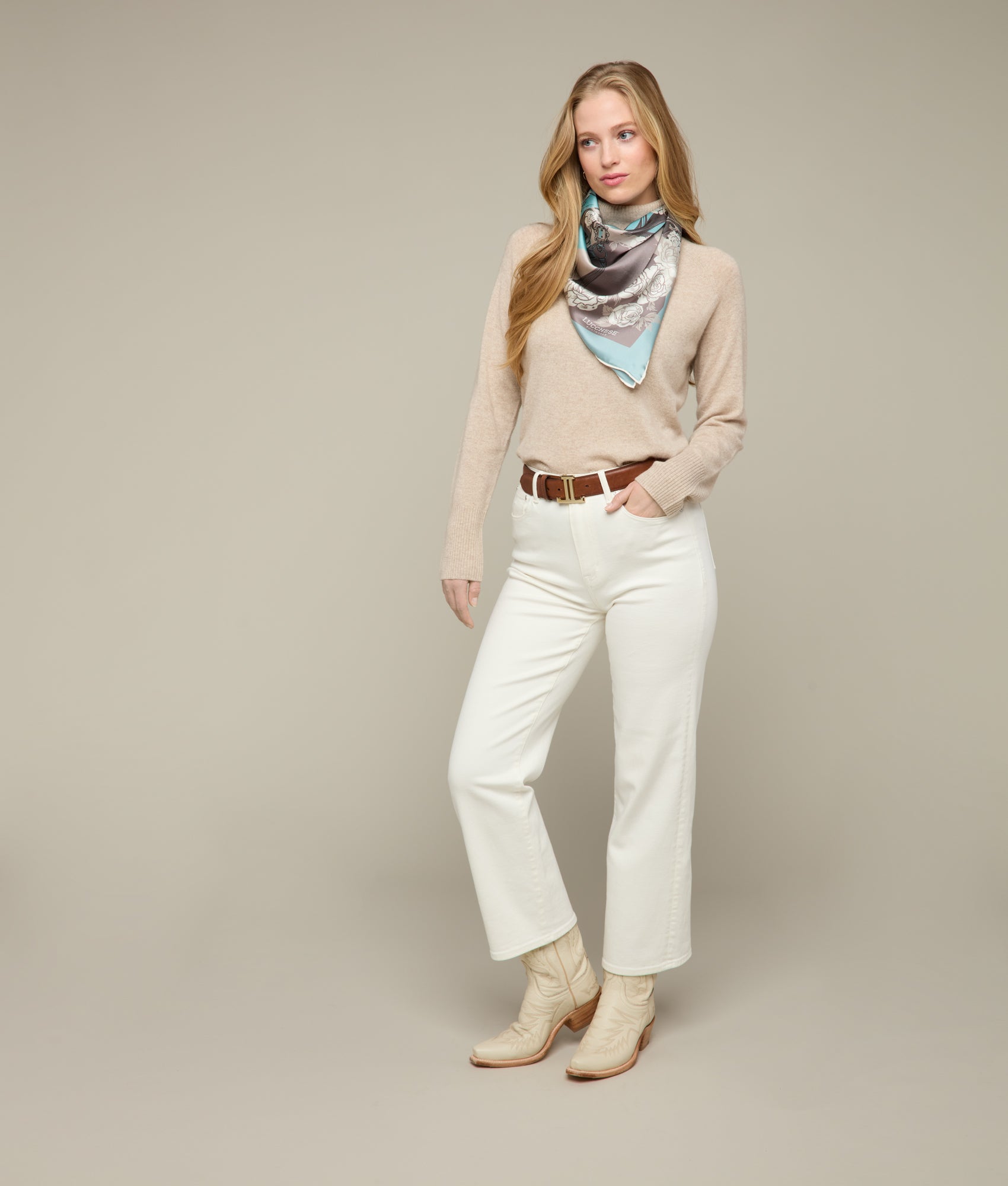 Elegant Cavalry Rose Scarf in Blue - Soft Winter Fashion Accessory for Women | Perfect for Cold Weather, Office Wear & Holiday Outfits