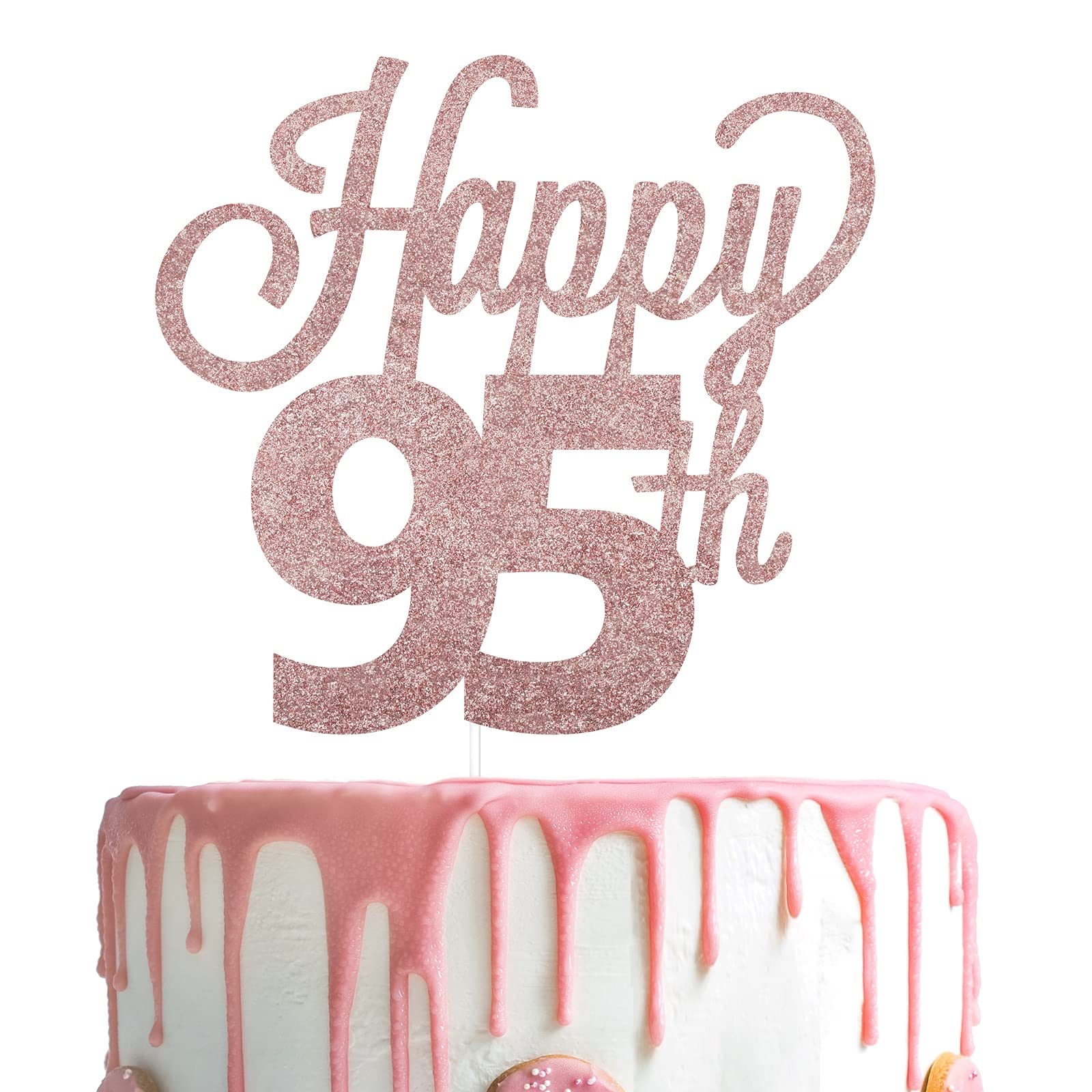 LINGTEER 95th Birthday Cake Topper - Cheers to 95 Years Old Party Decorations | Gold Foil Cake Sign for Anniversary Celebration, Retirement Party & Milestone Birthday