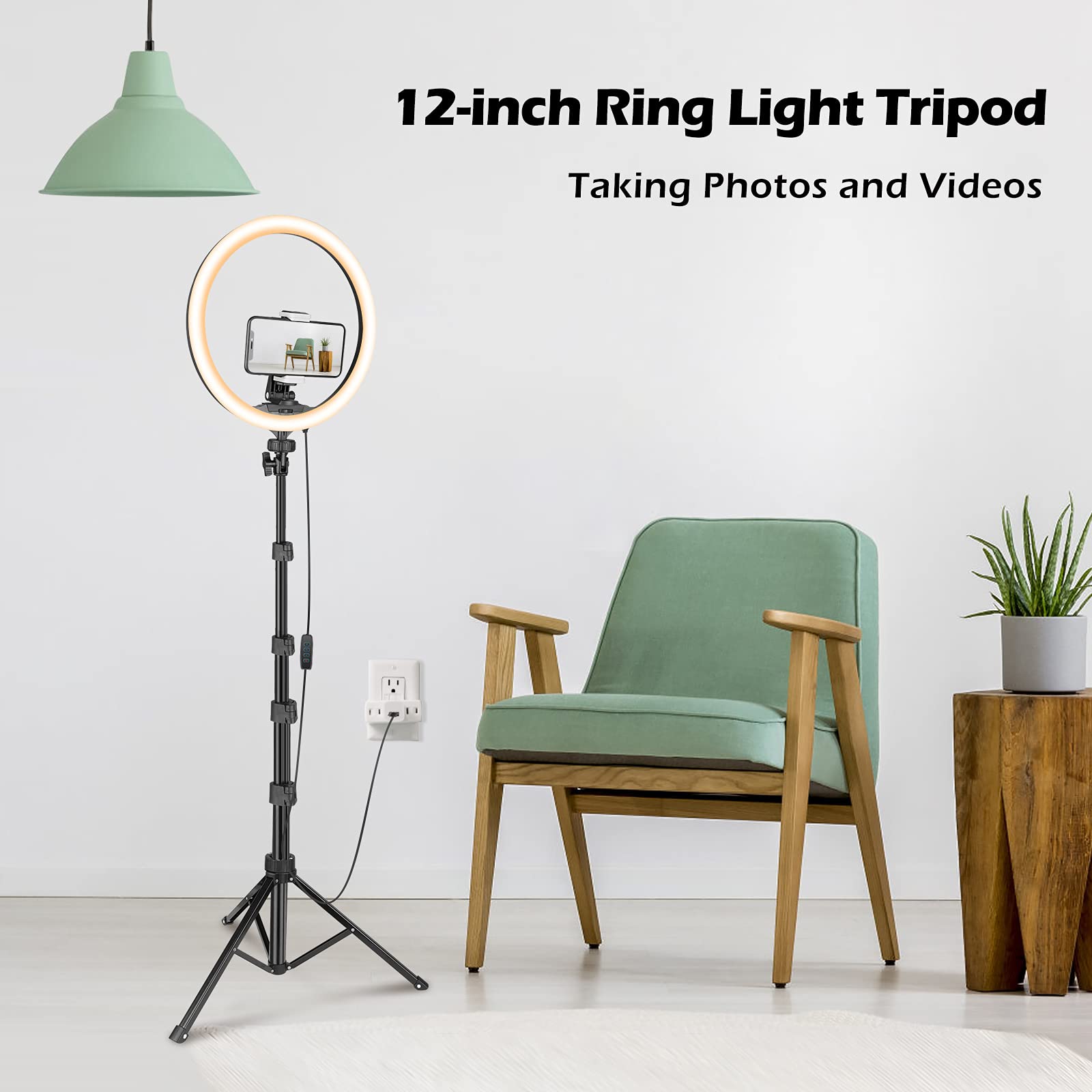 UBeesize 12-Inch LED Ring Light with Adjustable Tripod Stand & Phone Holder - Professional Selfie Lighting for Video Conferencing, Live Streaming, YouTube Videos - Compatible with iPhone, Android Phones & DSLR Cameras - Perfect for Home Office, Beauty Makeup & Content Creation