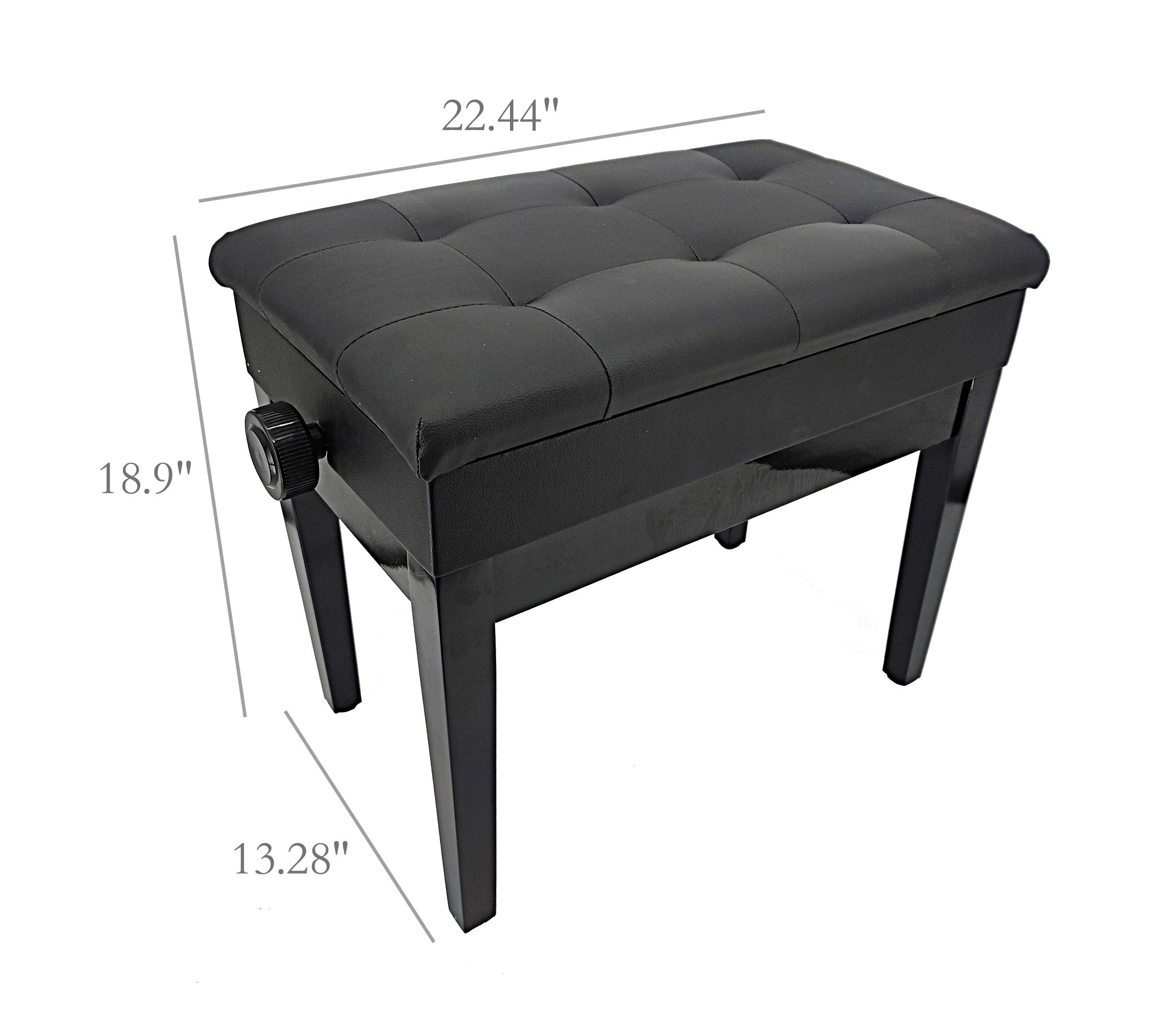 FixtureDisplays® Adjustable Height Black Piano Bench Keyboard Chair (19-23