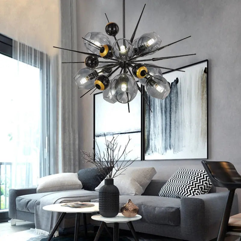Laura Black Bubble Sputnik Chandelier - Modern Crystal Ceiling Light Fixture for Dining Room, Living Room, Bedroom & Entryway | Elegant Lighting Decor for Home & Office