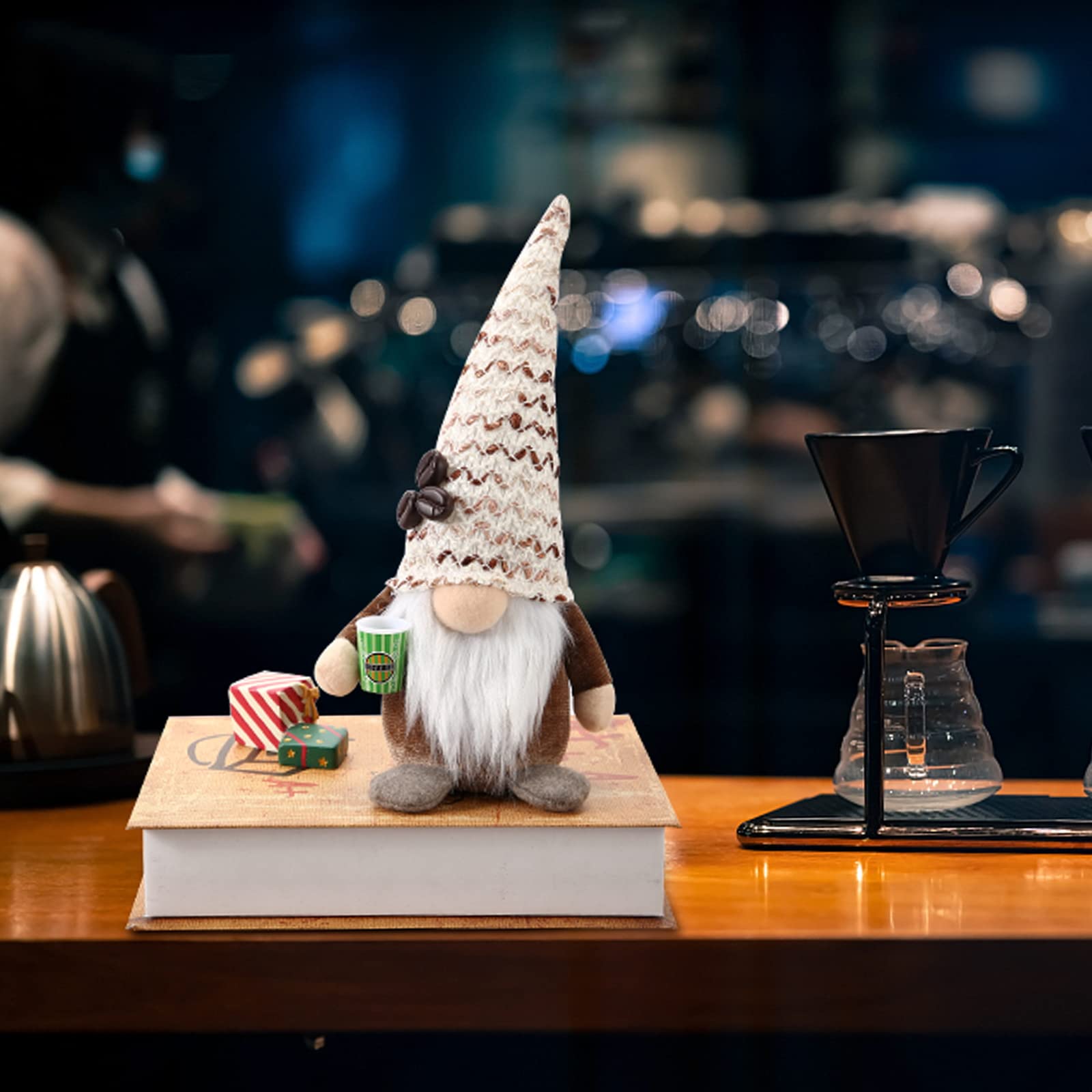 3D Coffee Gnomes Decor - Handmade Collectible Figurines for Coffee Station, Tiered Tray & Farmhouse Kitchen Decor - Perfect for Home, Living Room & Gift Giving