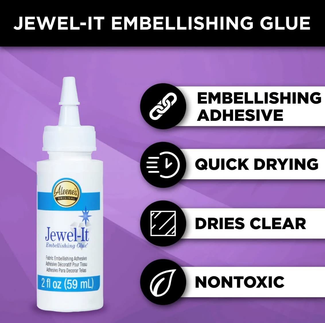 Jewel-It Fabric Glue 2oz with Accessories for DIY Crafts & Jewelry Making