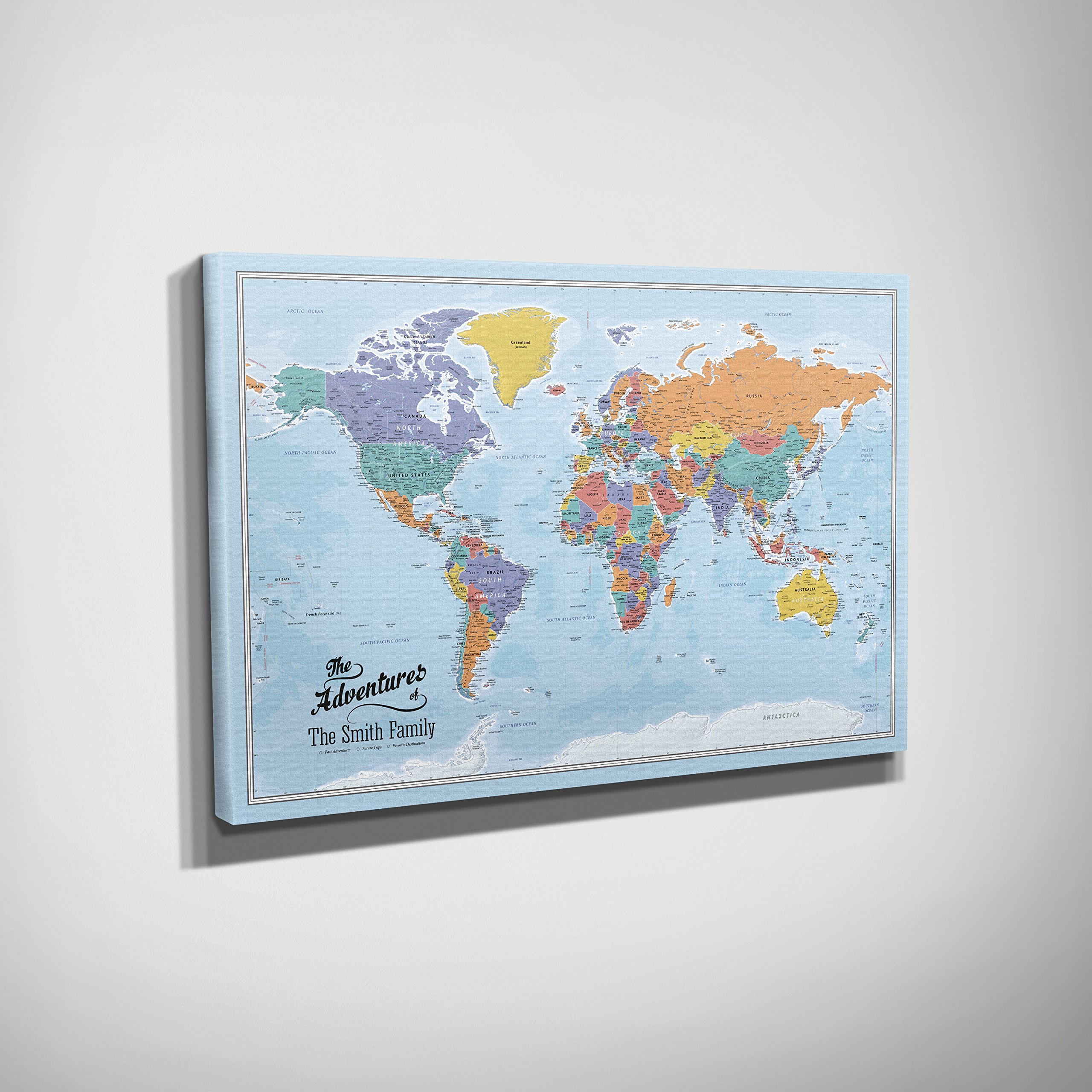 Push Pin Travel Map - Blue Ocean World Map with Pins for Wall Decor | Perfect for Travel Enthusiasts, Home Office & Gift Ideas