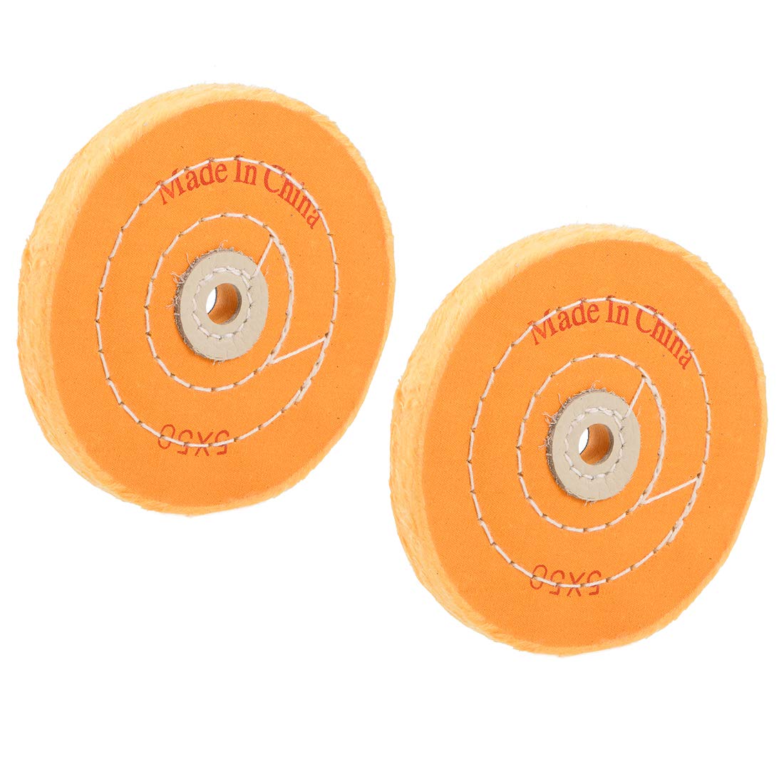 uxcell 5-Inch Cotton Buffing Wheel Polishing Pad for Bench Grinder Tool - 1/2-Inch Arbor Hole - 2 Pack - Perfect for Metal Polishing, Jewelry Making & DIY Projects